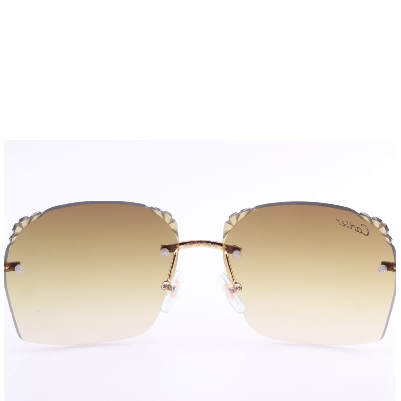 Cartier 8300818 Engrave Lens White Mix Black Buffalo Sunglasses In Gold Brown - DesignerGu