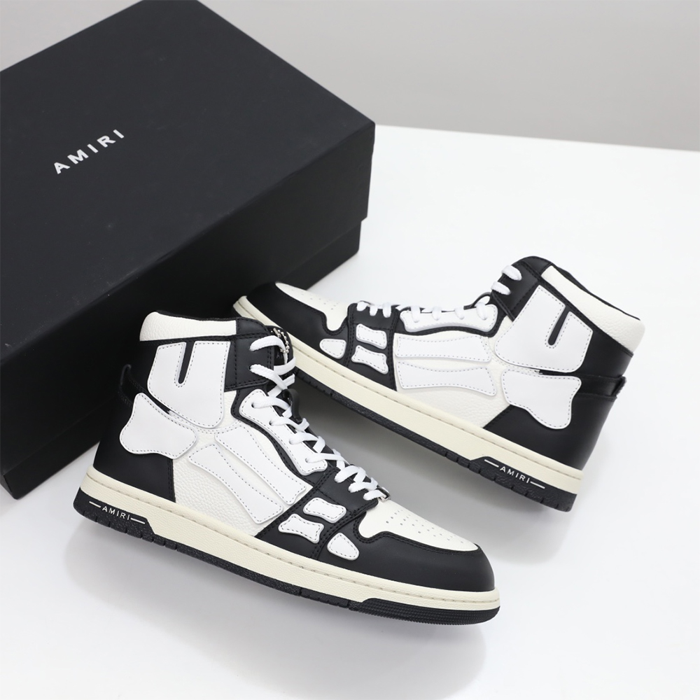 Amiri Skel-Top Hi Sneaker White/Black - DesignerGu