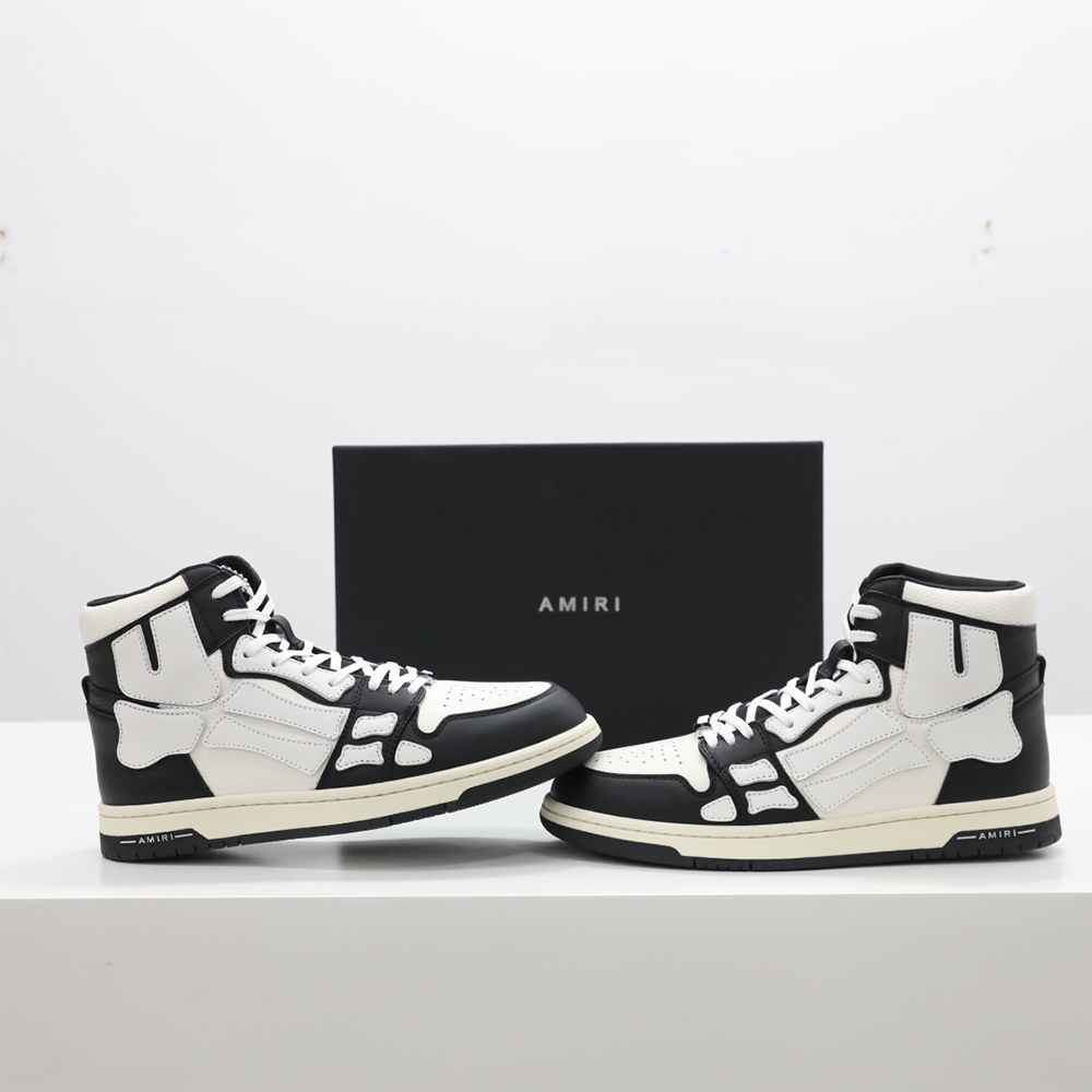 Amiri Skel-Top Hi Sneaker White/Black - DesignerGu