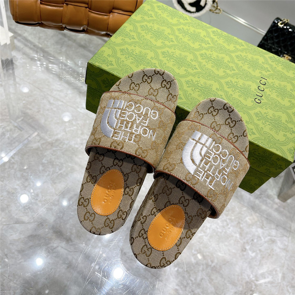 Gucci X The North Face GG Logo Slides - DesignerGu