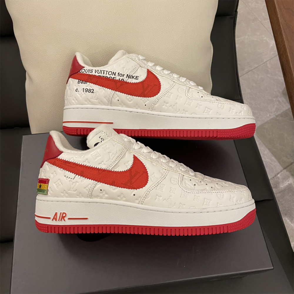 Louis Vuitton X Nike Air Force 1 Sneaker In White&Red - DesignerGu