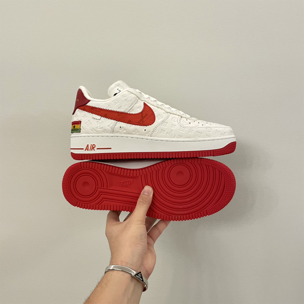 Louis Vuitton X Nike Air Force 1 Sneaker In White&Red - DesignerGu