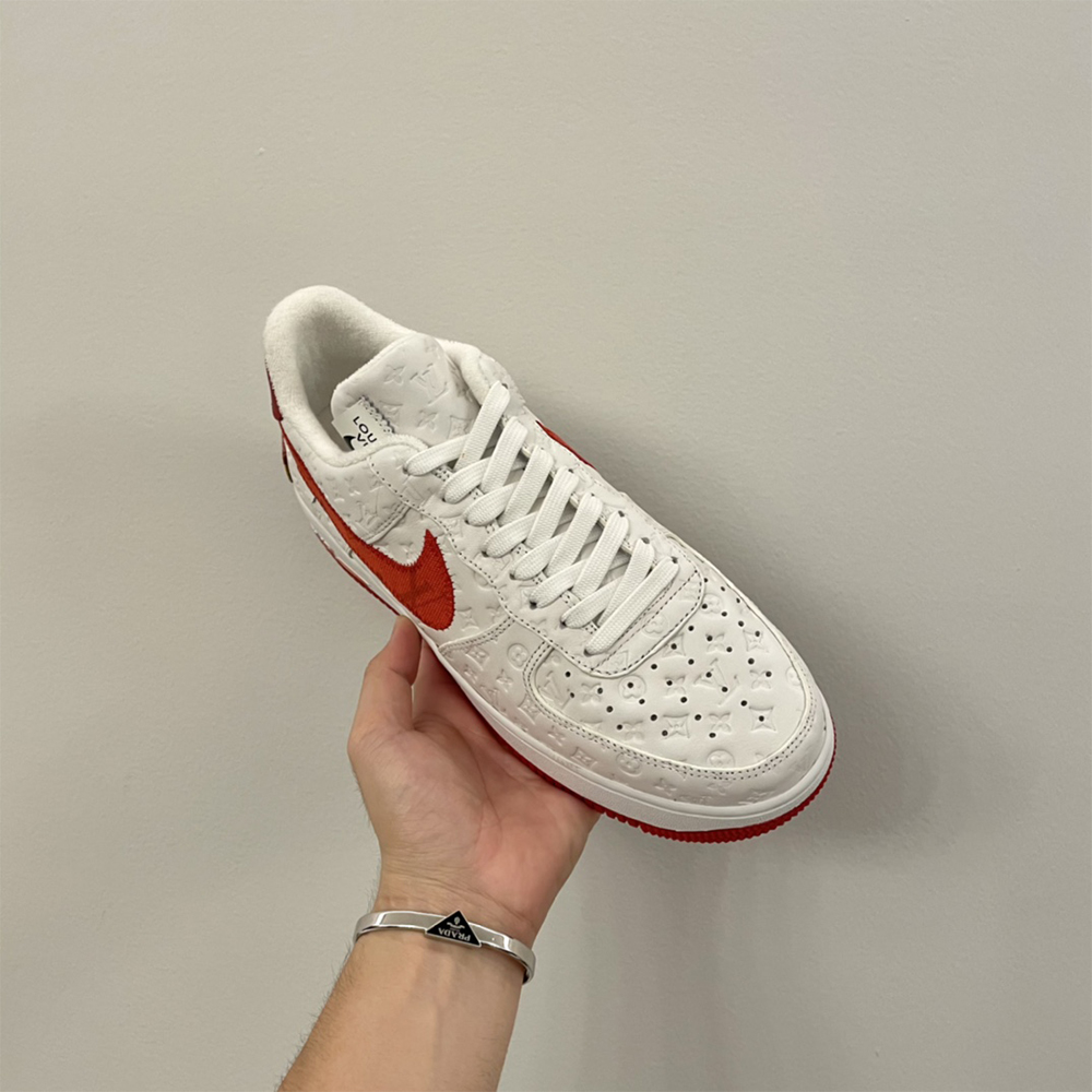 Louis Vuitton X Nike Air Force 1 Sneaker In White&Red - DesignerGu