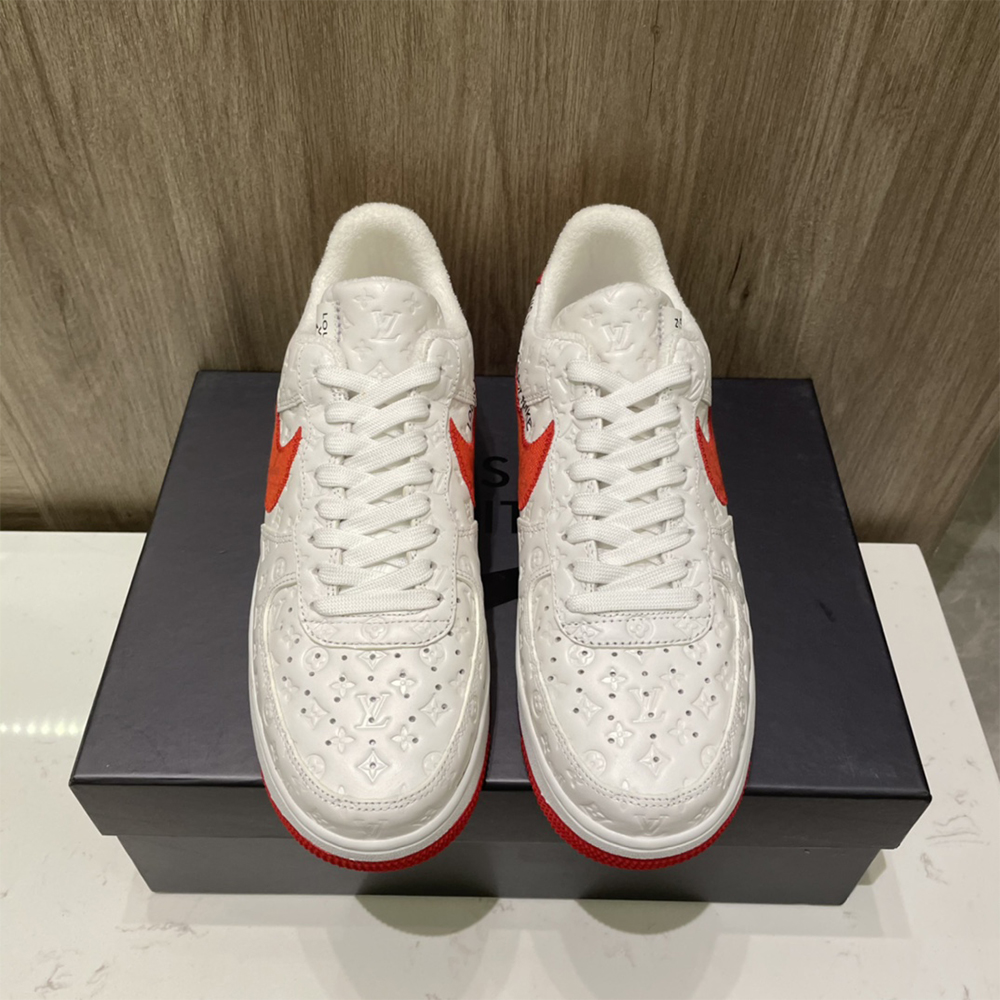 Louis Vuitton X Nike Air Force 1 Sneaker In White&Red - DesignerGu