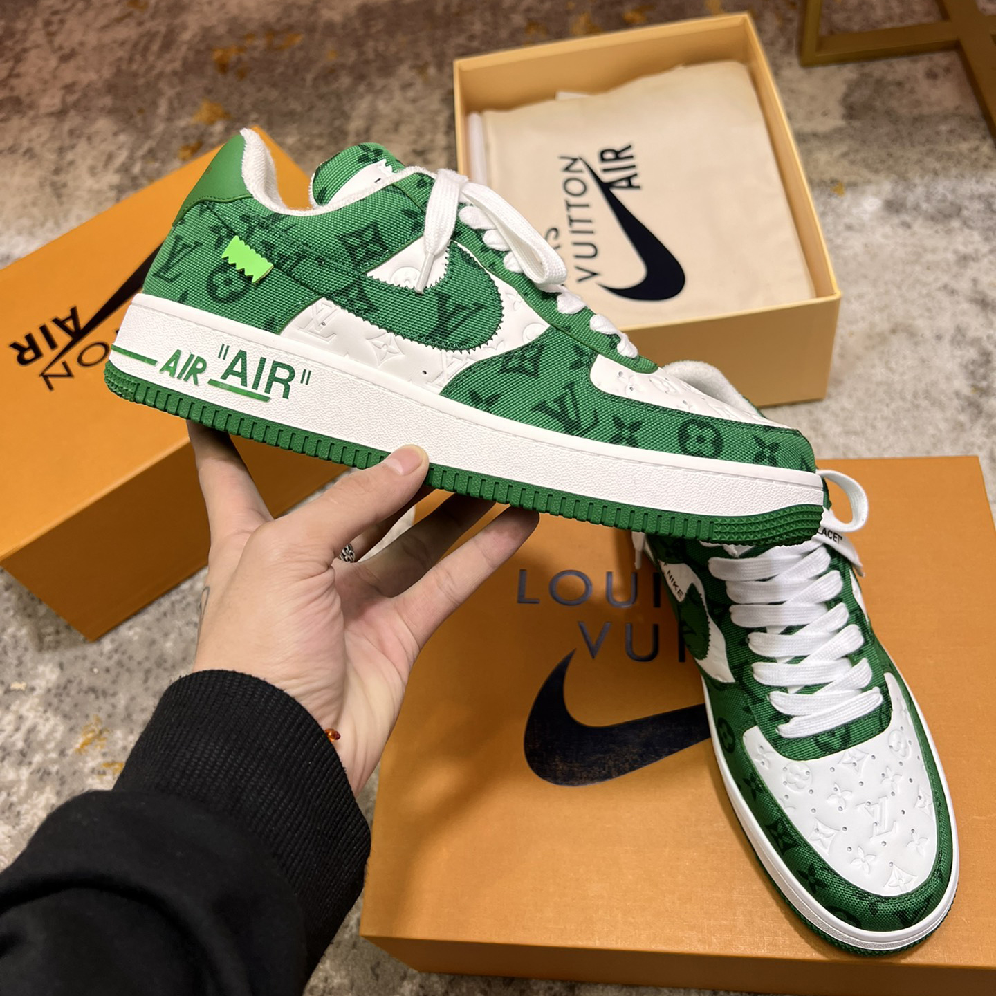 Louis Vuitton X Nike Air Force 1 Sneaker In Green - DesignerGu