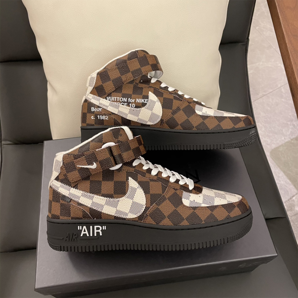 Louis Vuitton X Nike Air Force 1 Mid-Top Sneaker In Brown - DesignerGu