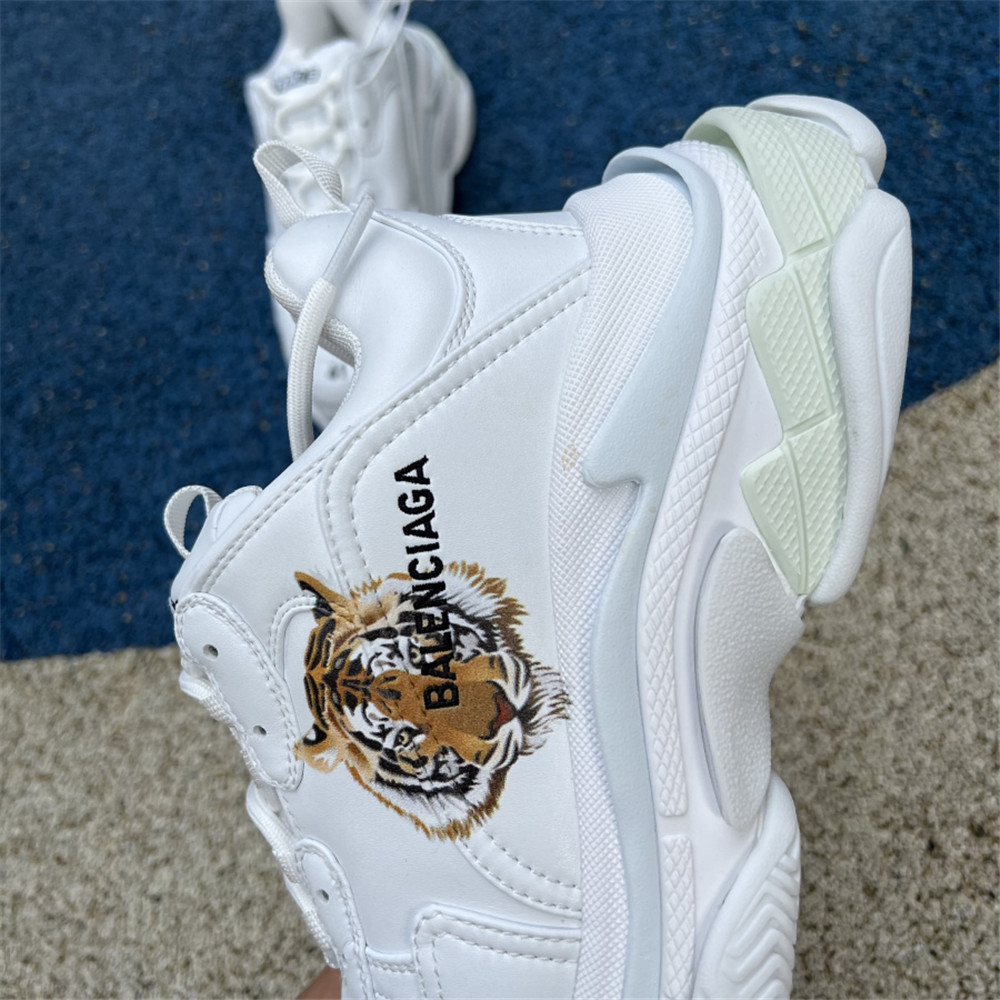 Balenciaga Triple S x Gucci Tiger Print Sneaker In White - DesignerGu