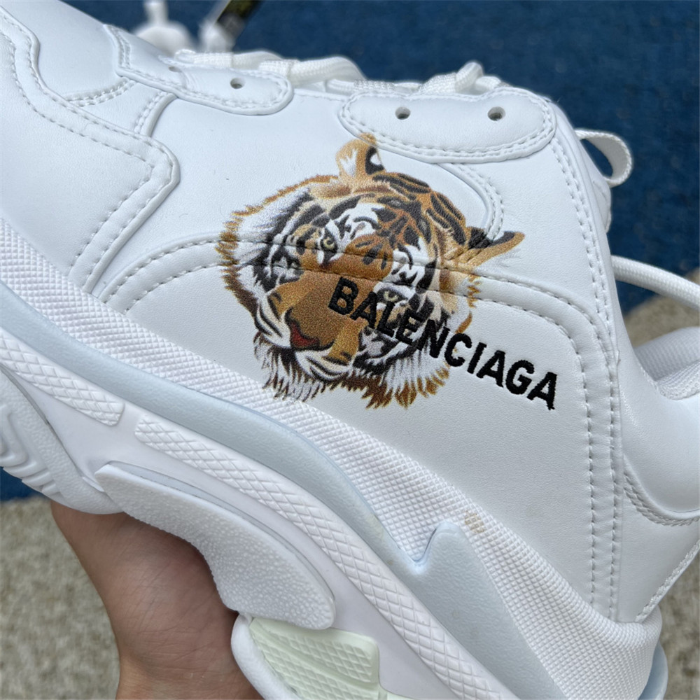 Balenciaga Triple S x Gucci Tiger Print Sneaker In White - DesignerGu