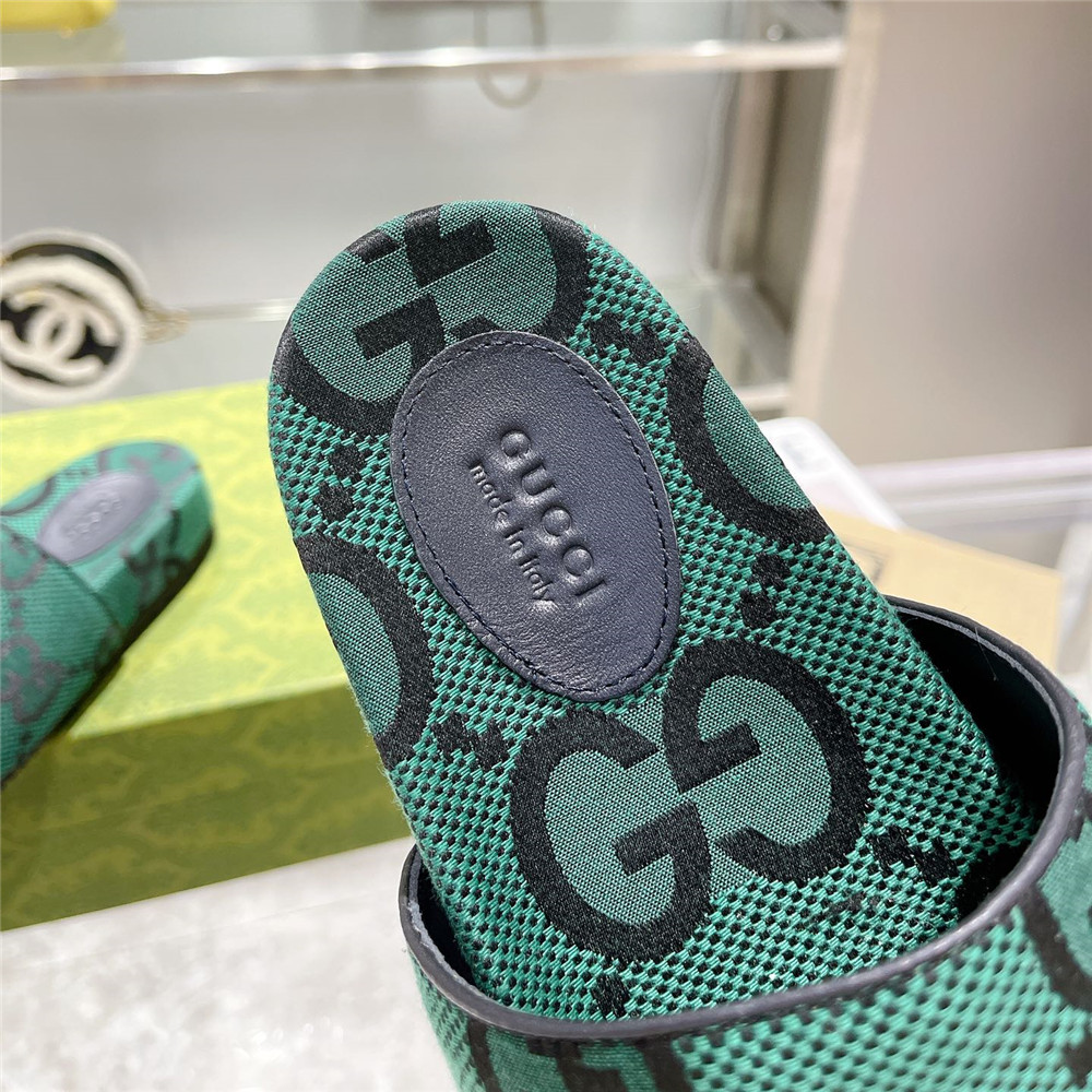 Gucci  Green GG Logo Slides - DesignerGu