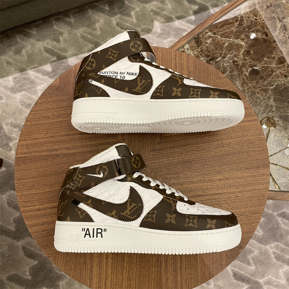 Louis Vuitton X Nike Air Force 1 Mid-Top Monogram Sneaker - DesignerGu