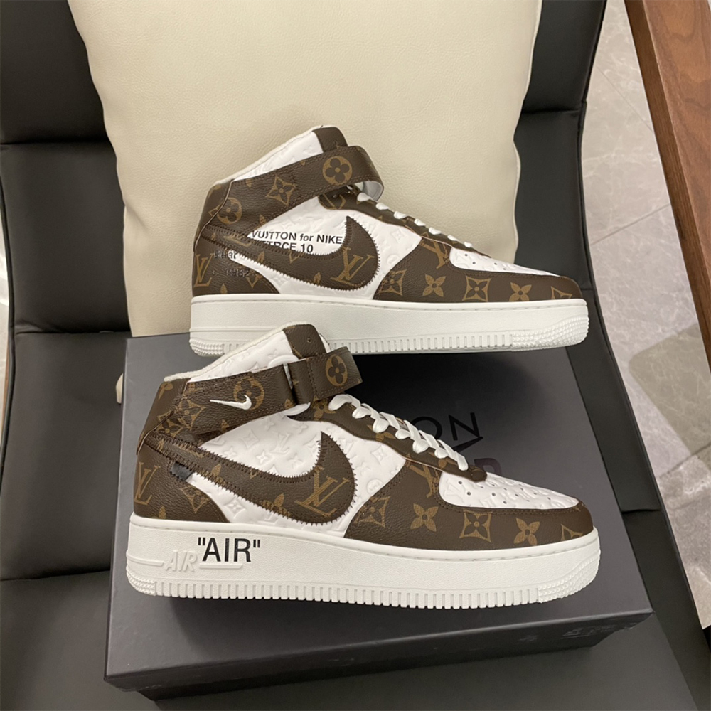 Louis Vuitton X Nike Air Force 1 Mid-Top Monogram Sneaker - DesignerGu