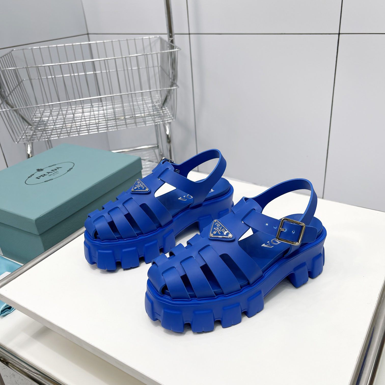 Prada Foam Rubber Sandals In Blue - DesignerGu