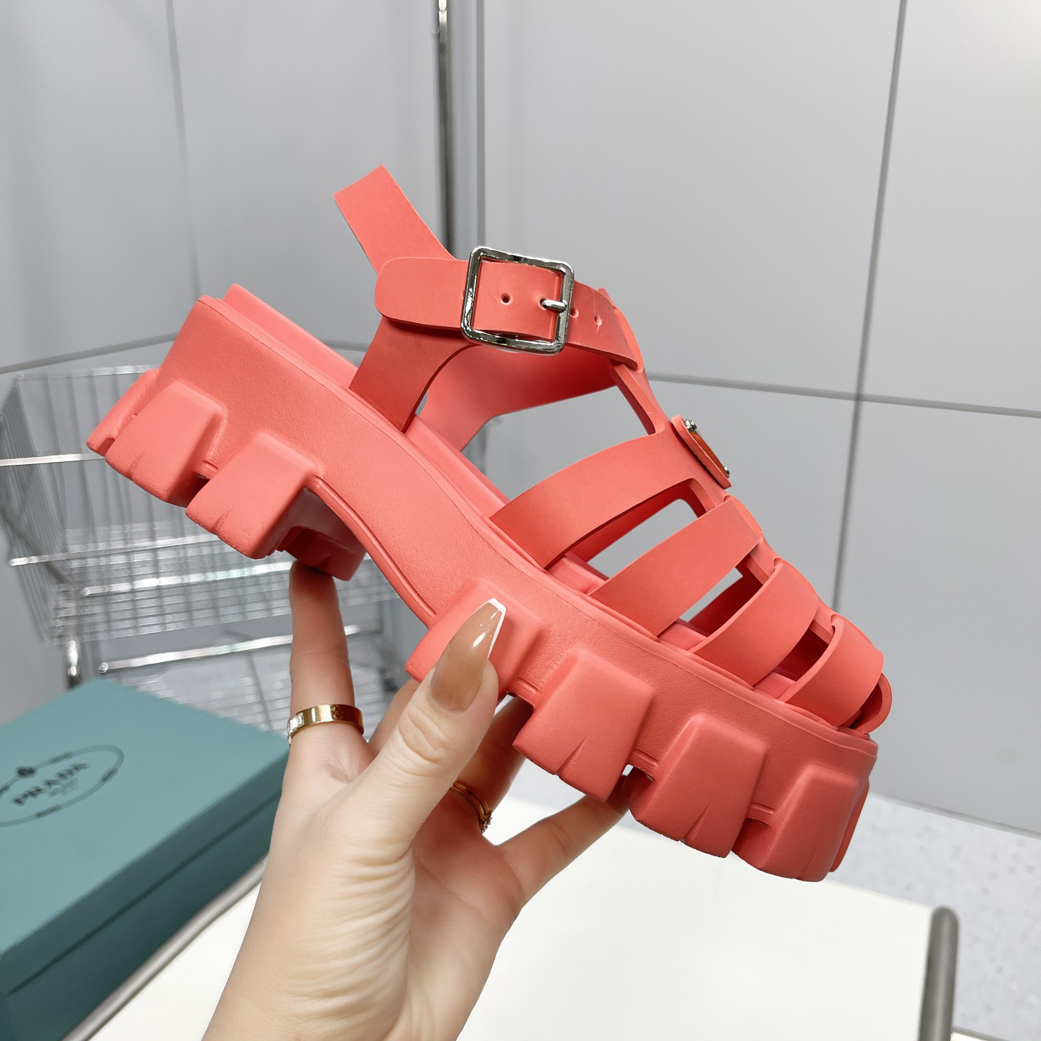 Prada Foam Rubber Sandals In Red - DesignerGu