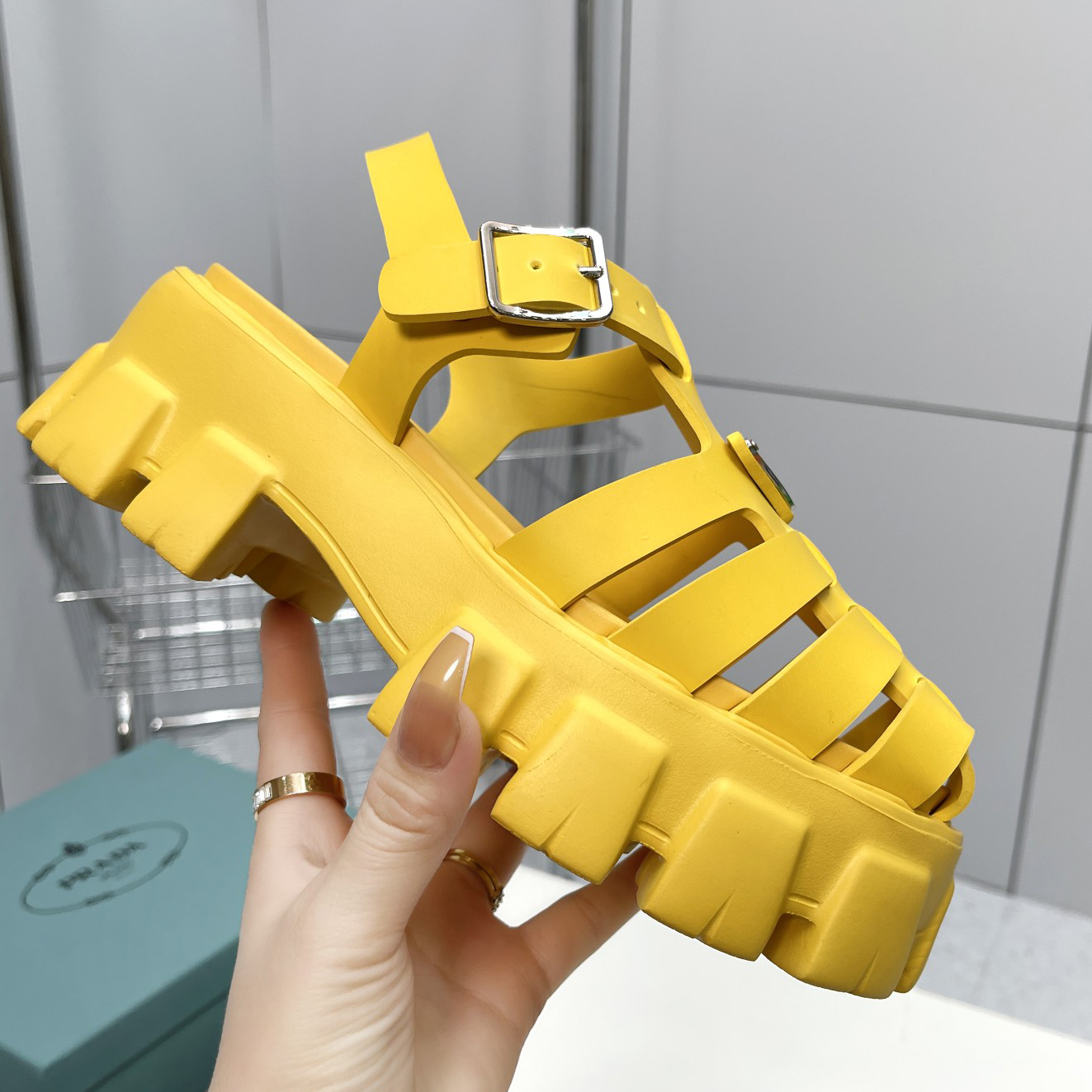 Prada Foam Rubber Sandals In Yellow - DesignerGu