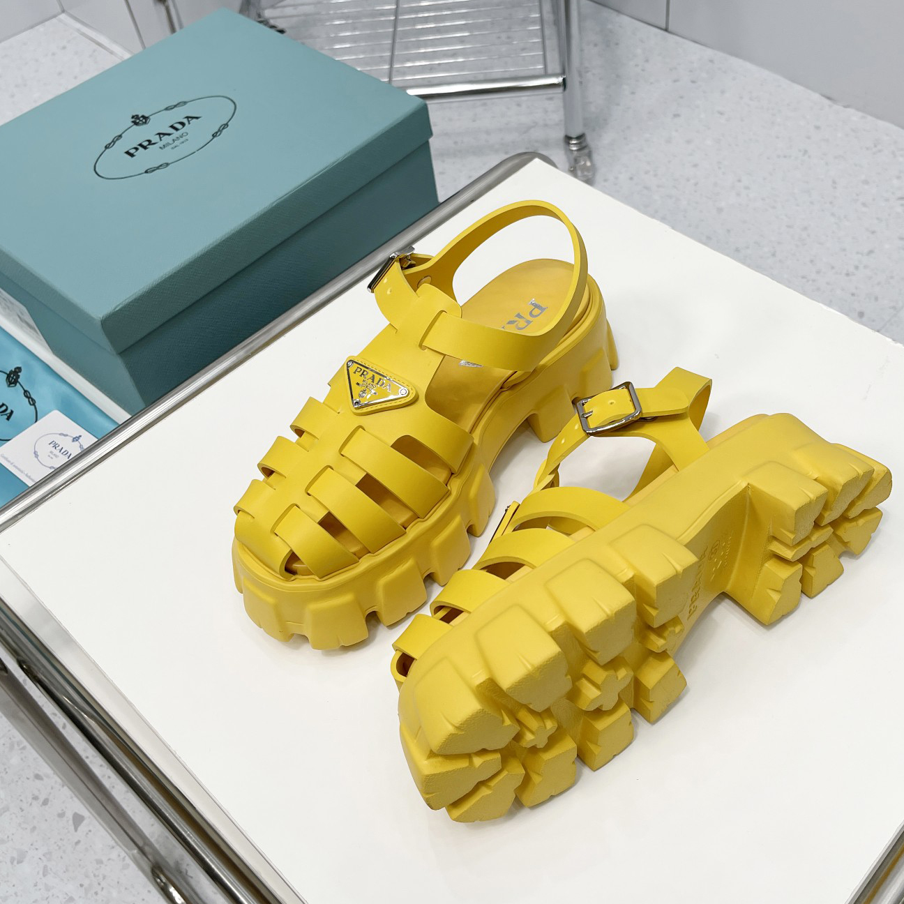Prada Foam Rubber Sandals In Yellow - DesignerGu