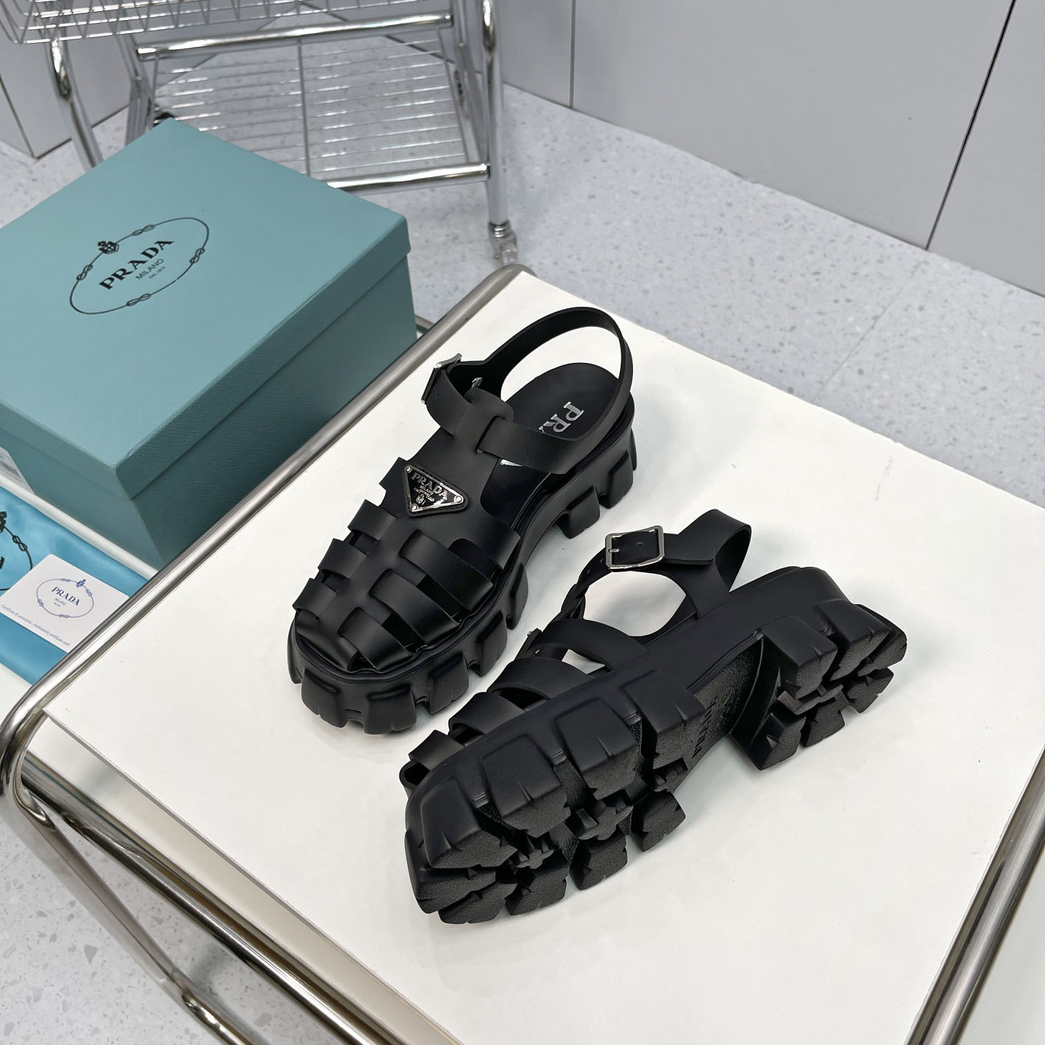 Prada Foam Rubber Sandals In Black - DesignerGu