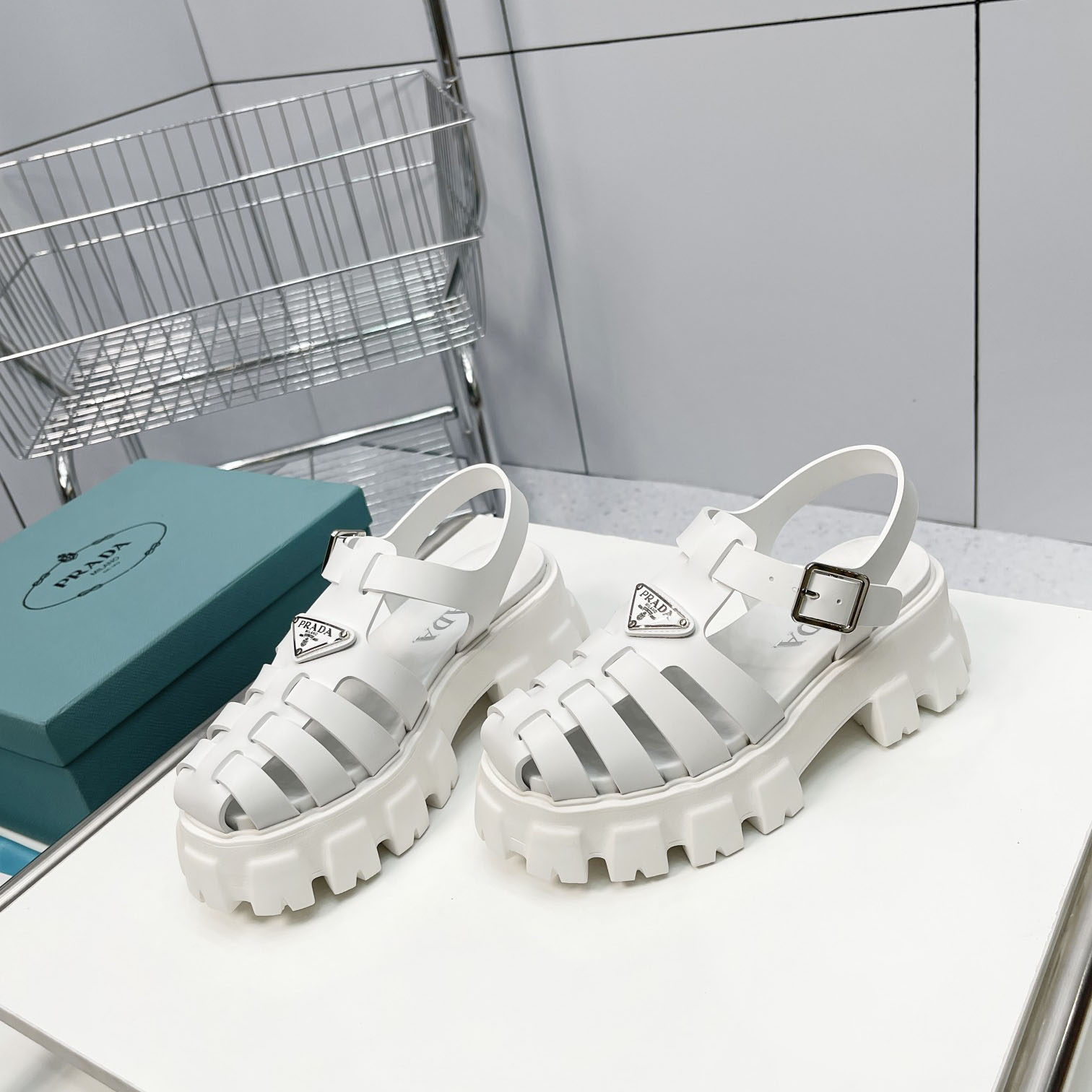 Prada Foam Rubber Sandals In White - DesignerGu