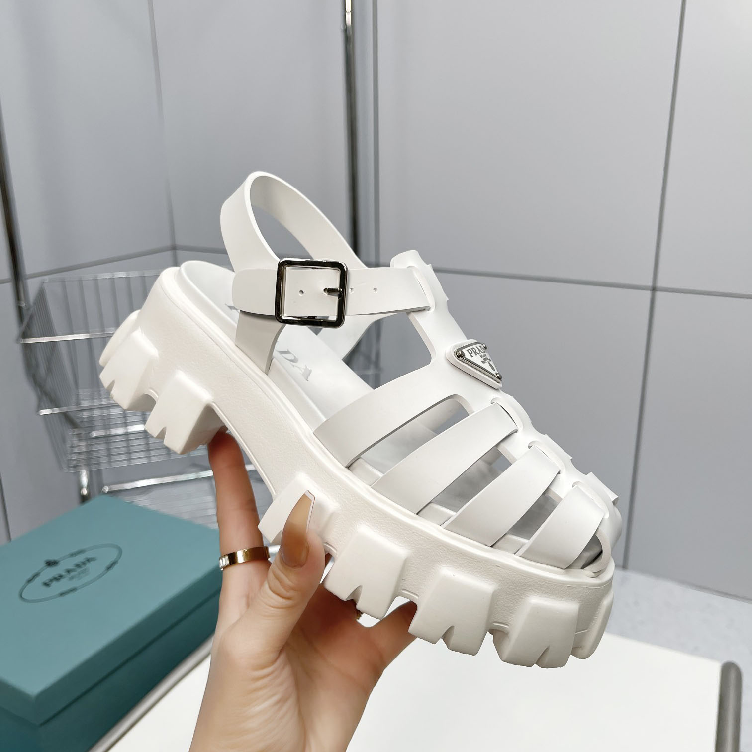 Prada Foam Rubber Sandals In White - DesignerGu