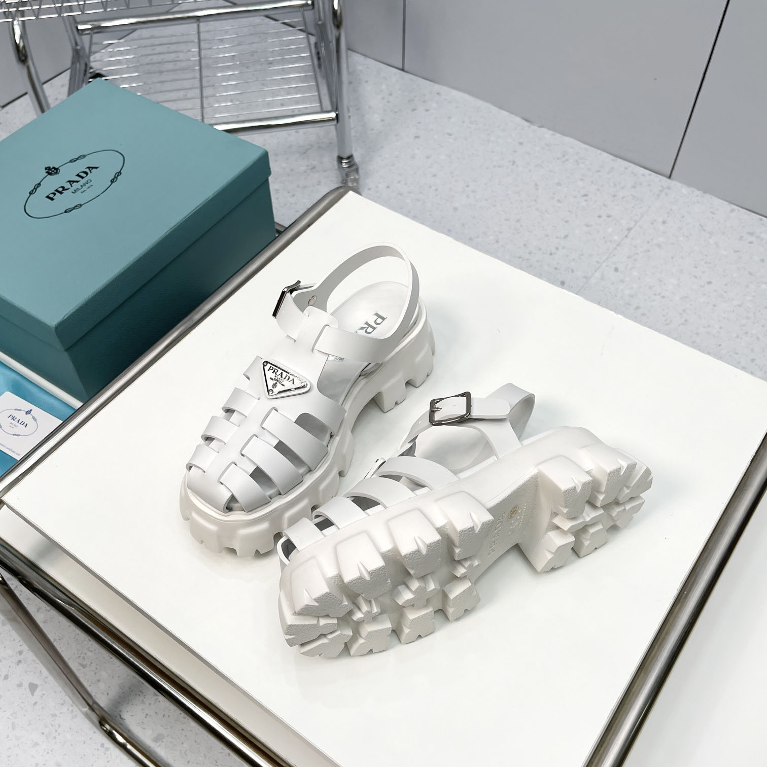 Prada Foam Rubber Sandals In White - DesignerGu