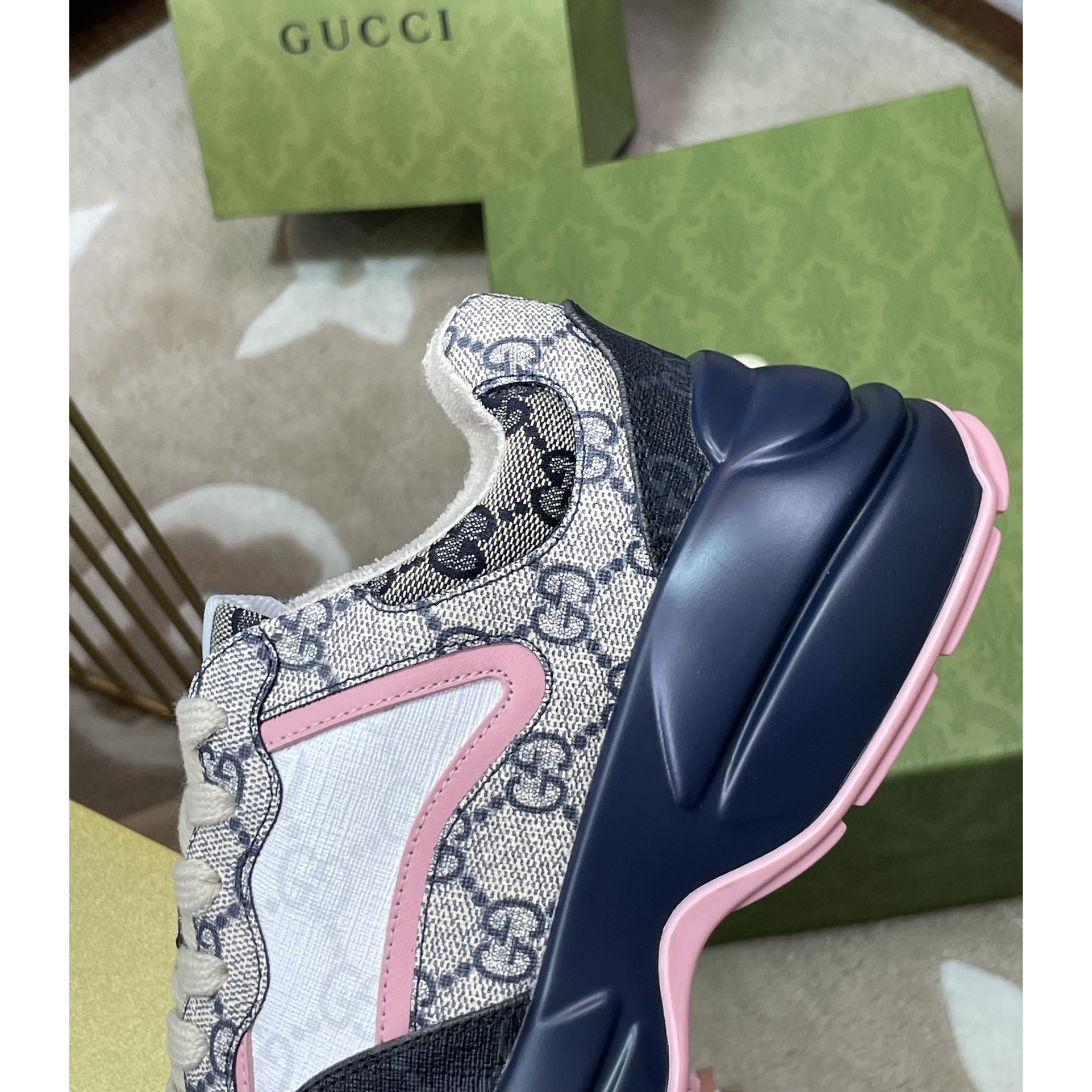 Gucci GG Rhyton Sneaker (UK SIZE) - DesignerGu