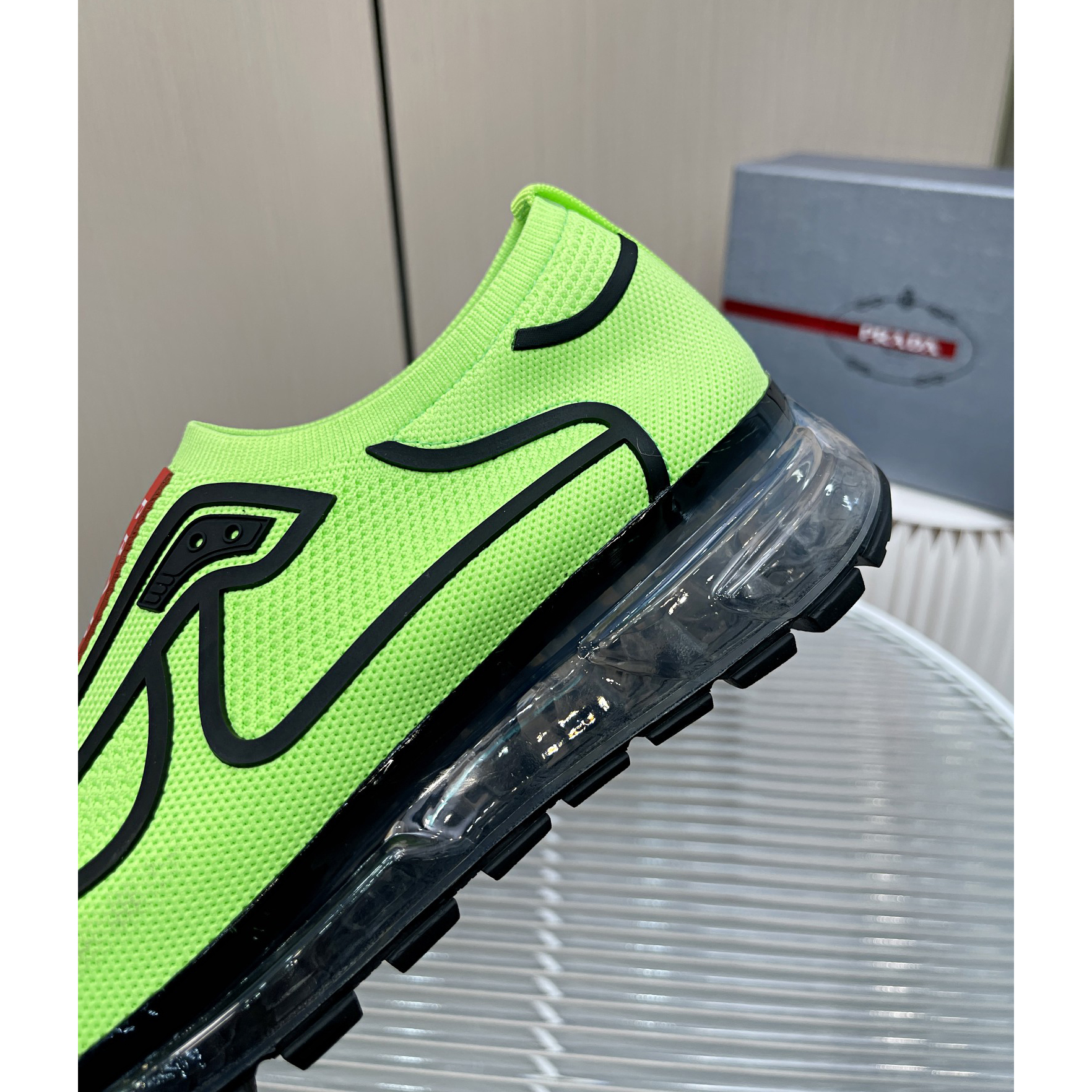 Prada Logo Sneakers In Green - DesignerGu