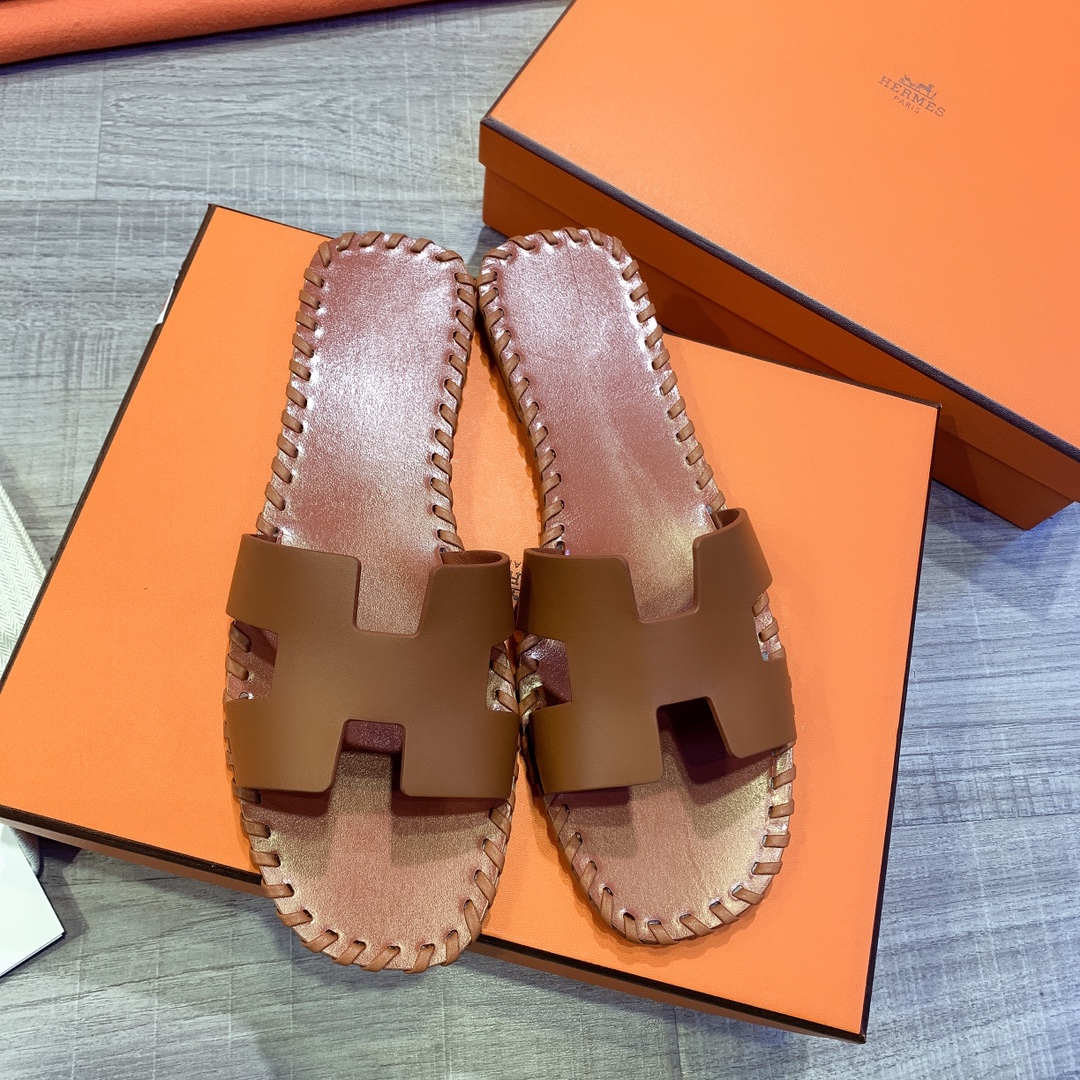 Hermes Leather Oran Sandals - DesignerGu