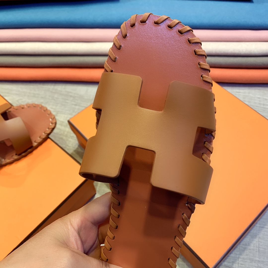 Hermes Leather Oran Sandals - DesignerGu