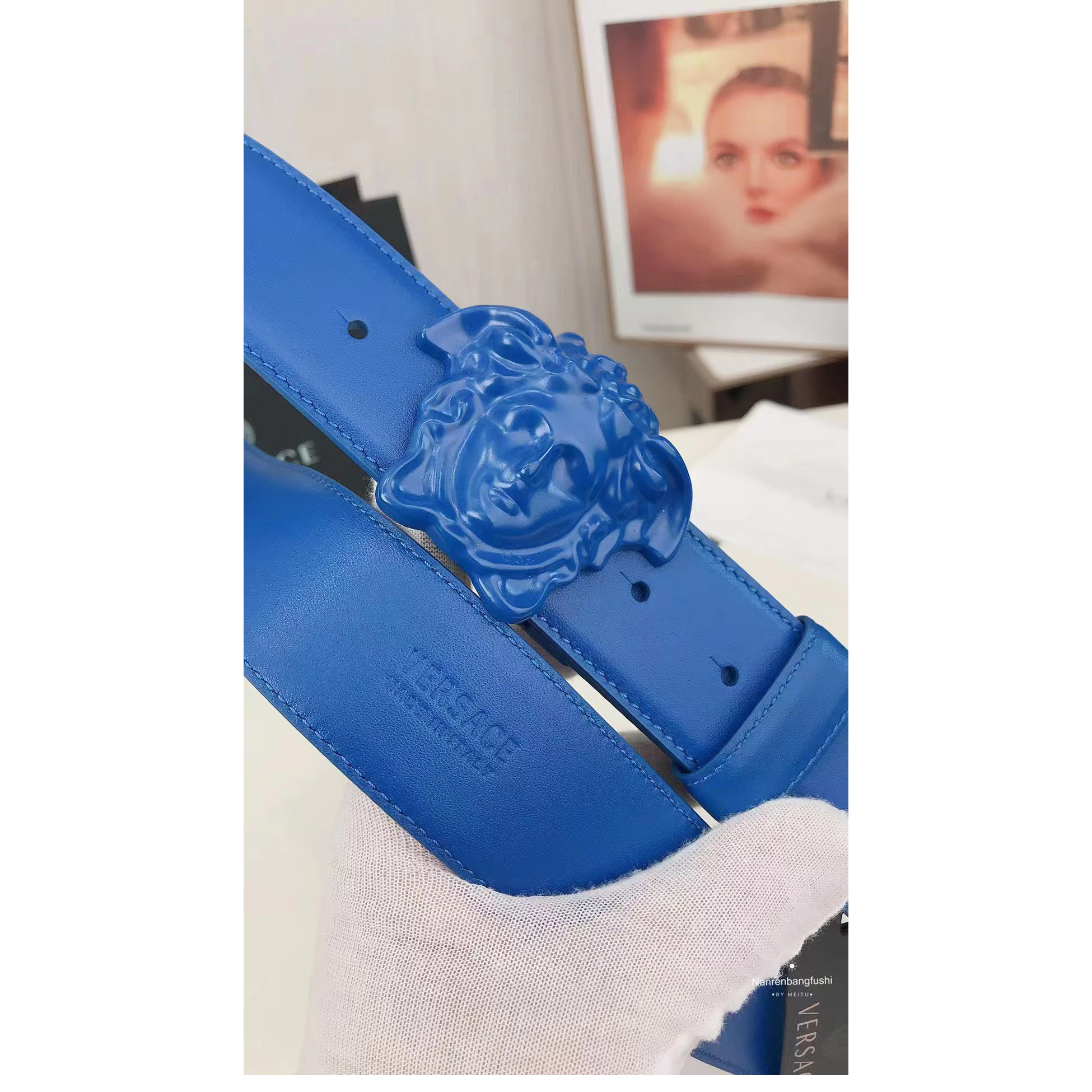 Versace Medusa Head Mens Fashion Blue Belt - DesignerGu