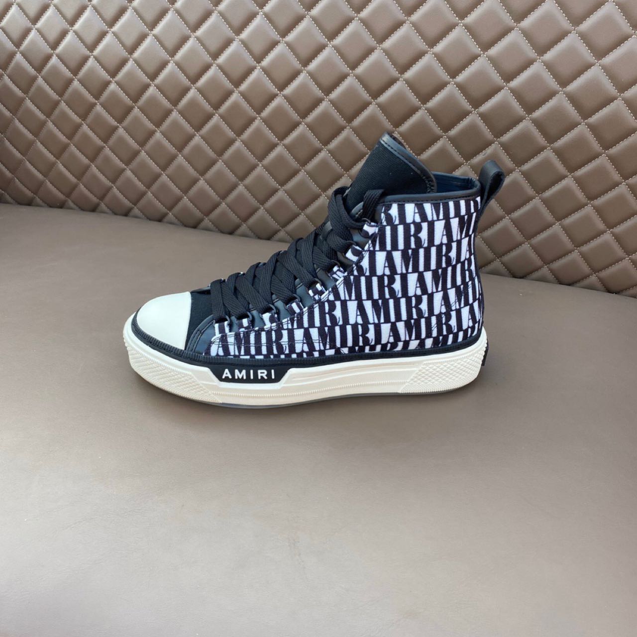 Amiri Logo-Print Canvas High-Top Sneakers - DesignerGu