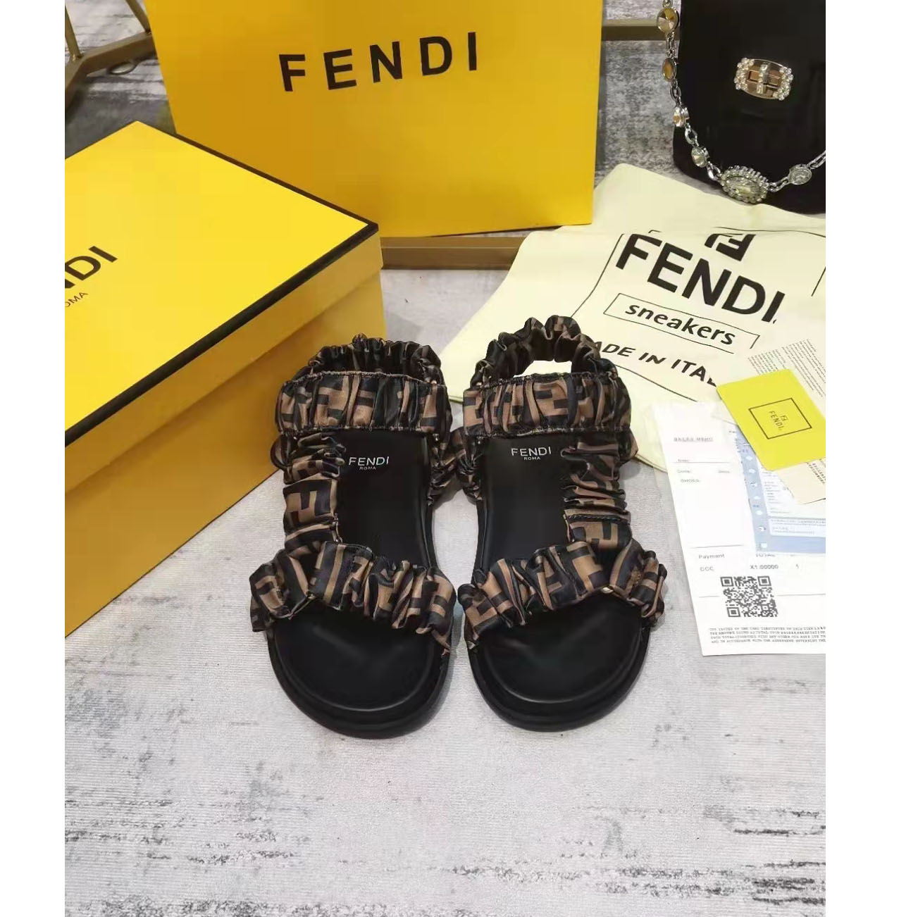 Fendi FF Print Flat Women Sandal - DesignerGu