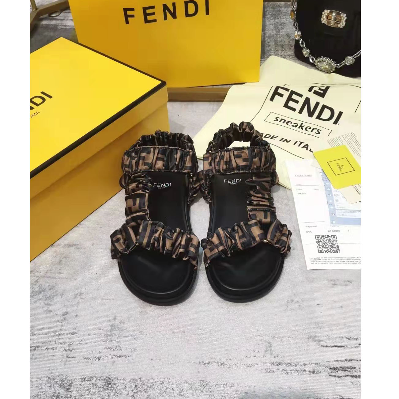 Fendi FF Print Flat Women Sandal - DesignerGu