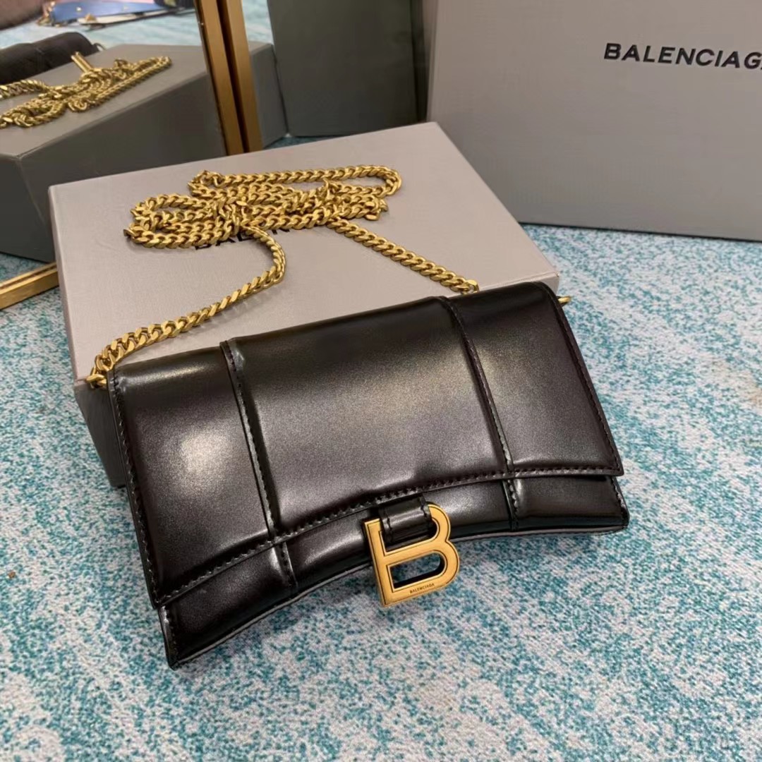 Balenciaga Hourglass Wallet On Chain (19.5-12-5cm) - DesignerGu
