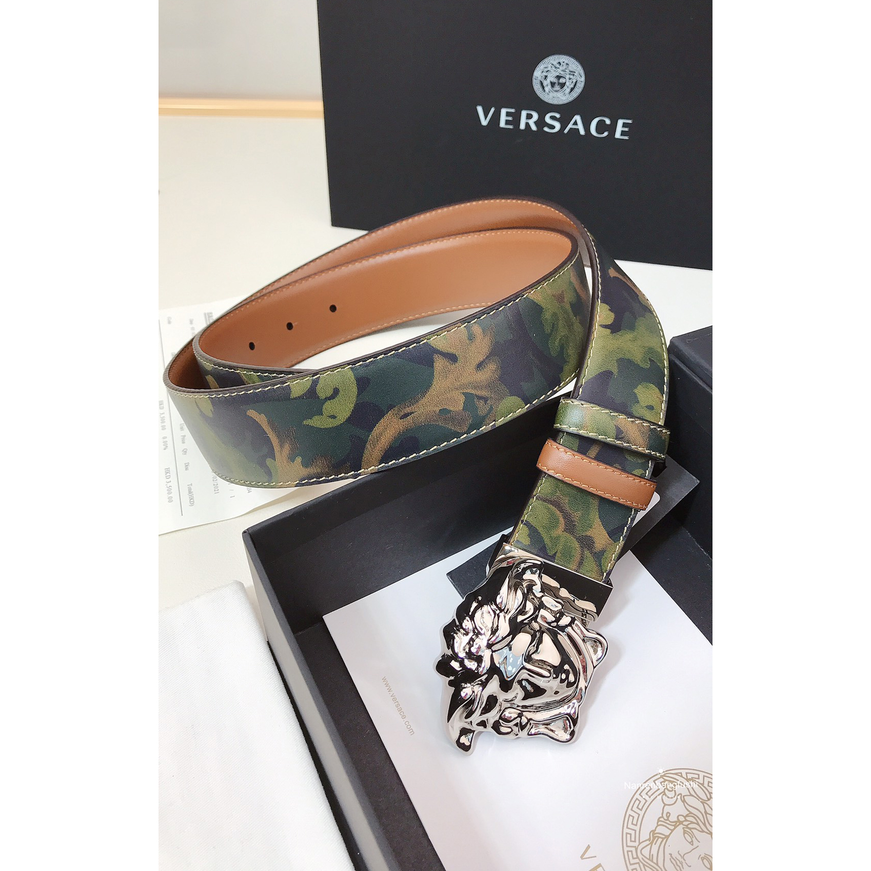 Versace Barocco Print Palazzo 40 MM Belt  - DesignerGu