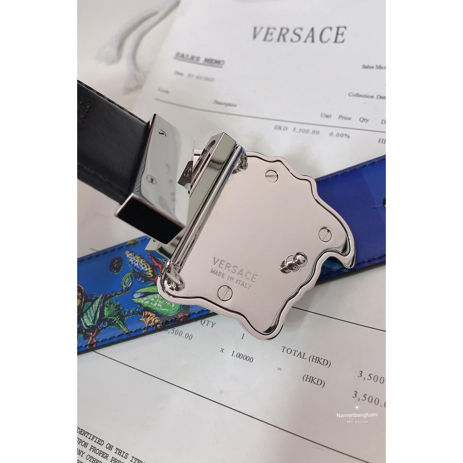 Versace Marine Organism Print 40 MM Belt  - DesignerGu