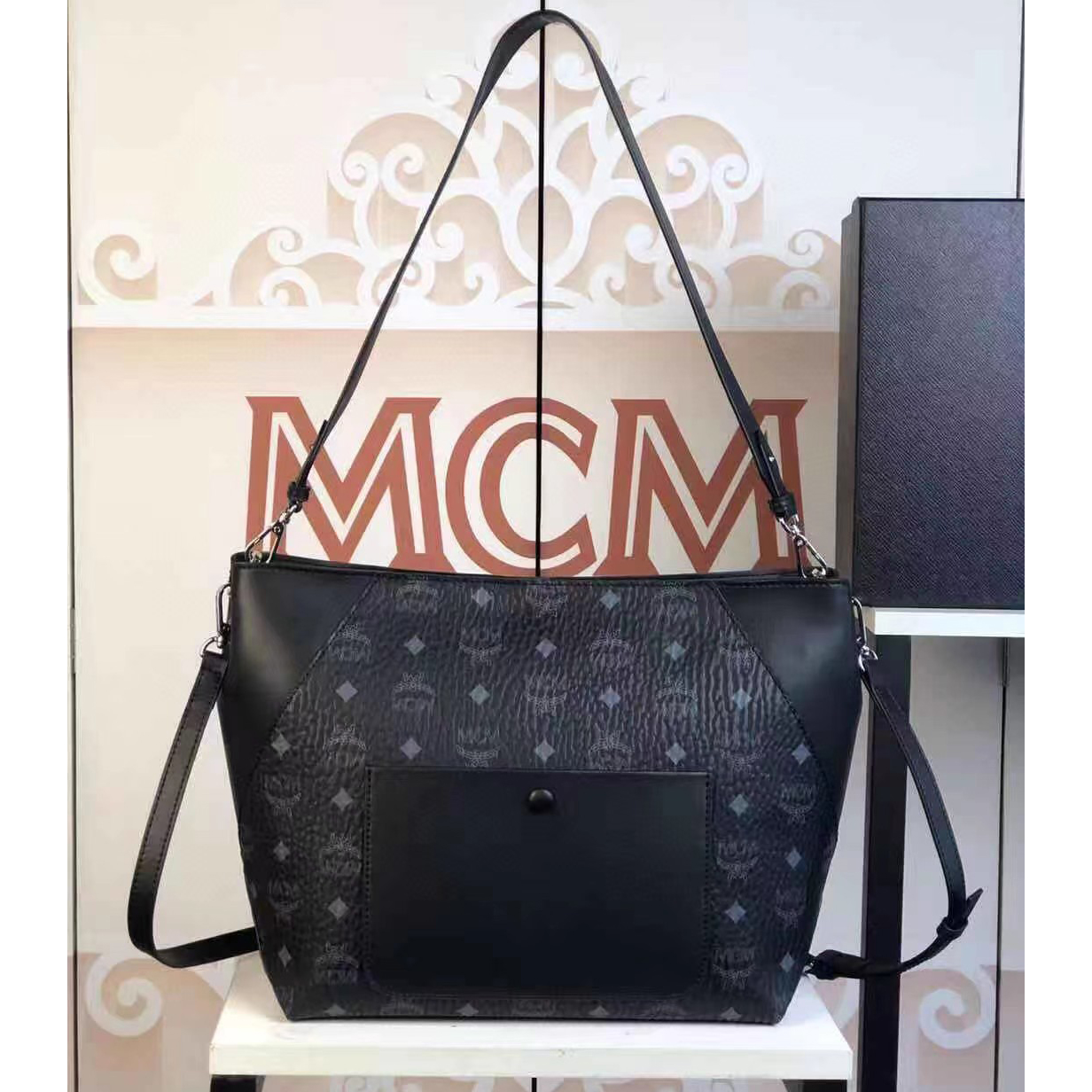 MCM Monogram Print Tote Bag(28-25-14cm) - DesignerGu