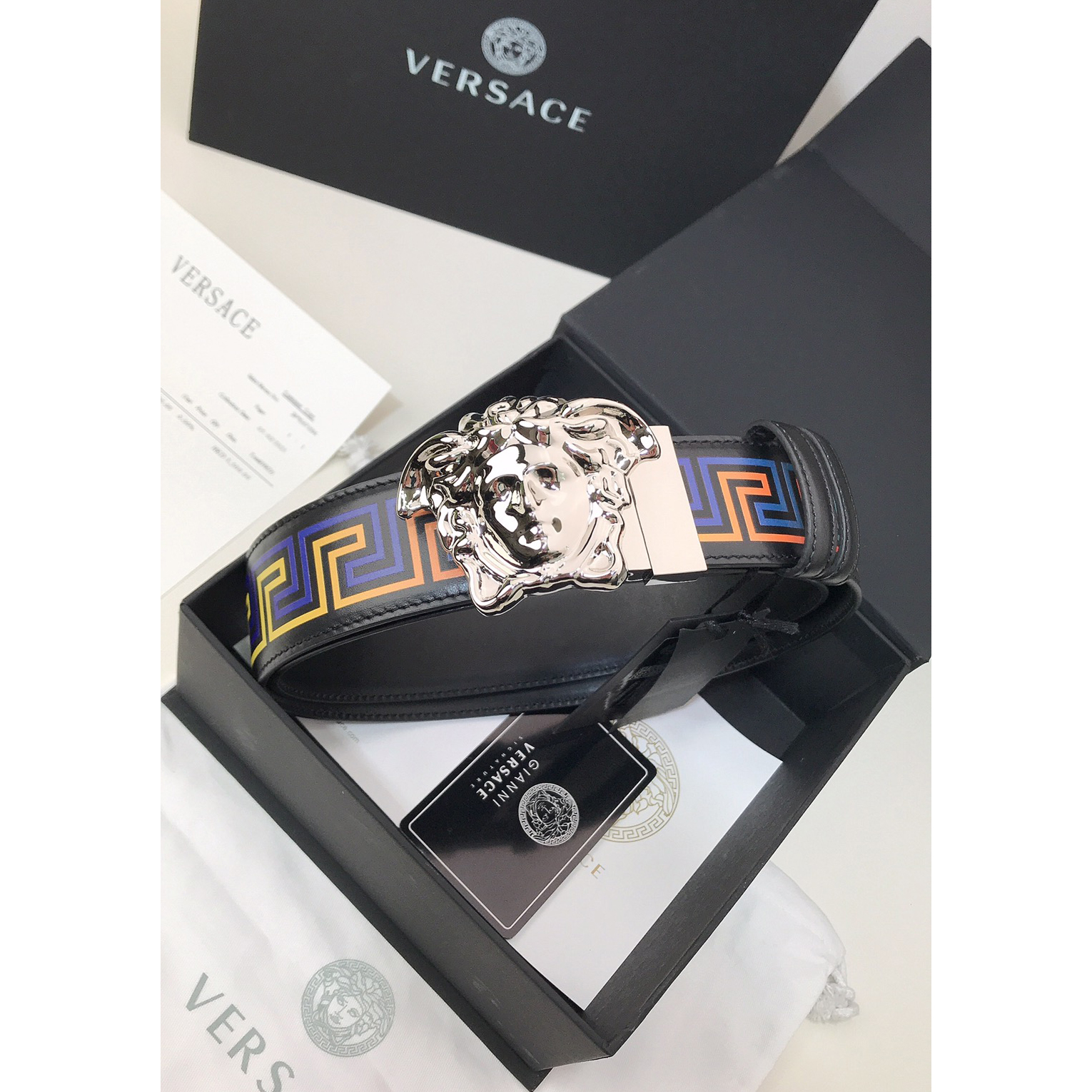 Versace Barocco Print Palazzo 40 MM Belt  - DesignerGu