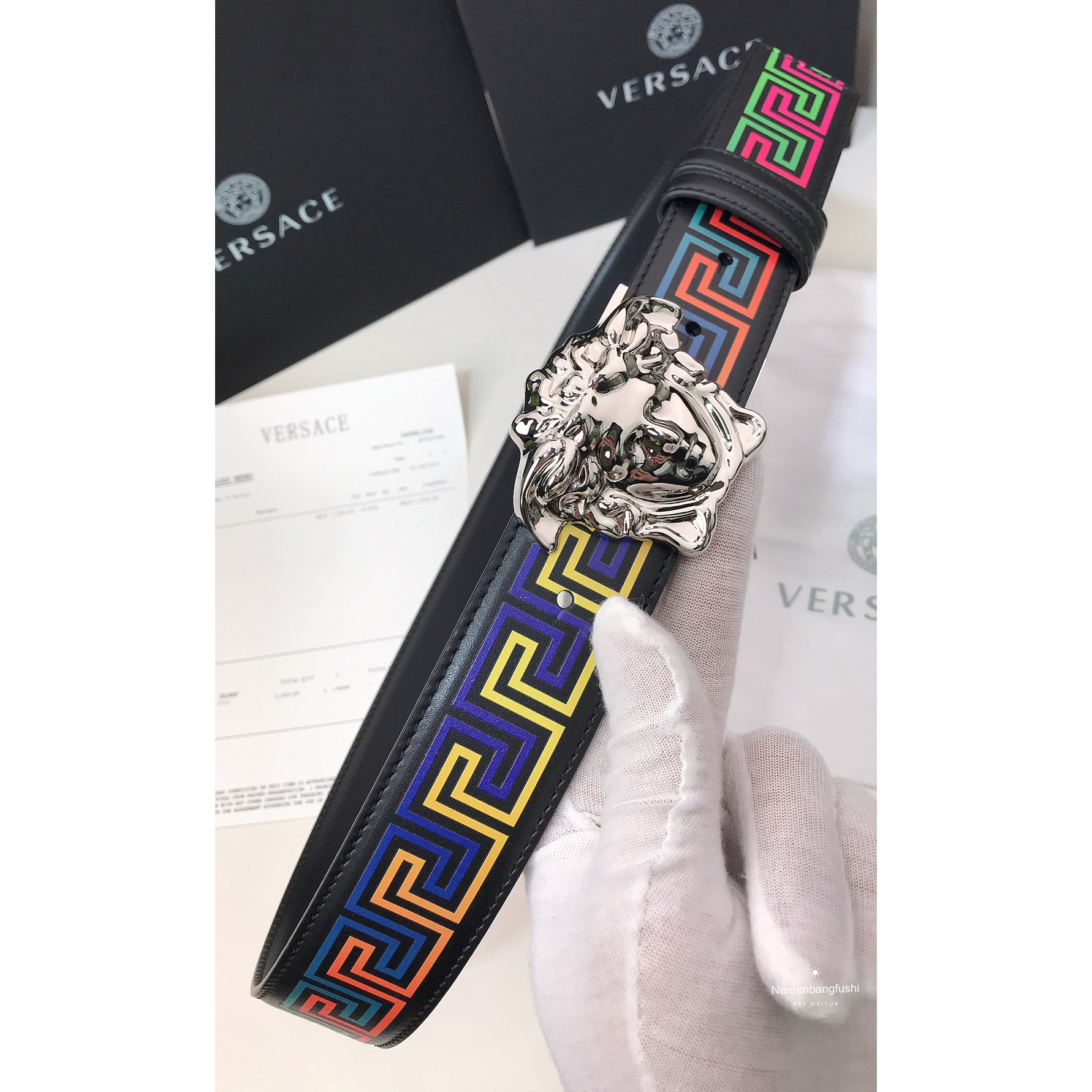 Versace Barocco Print Palazzo 40 MM Belt  - DesignerGu