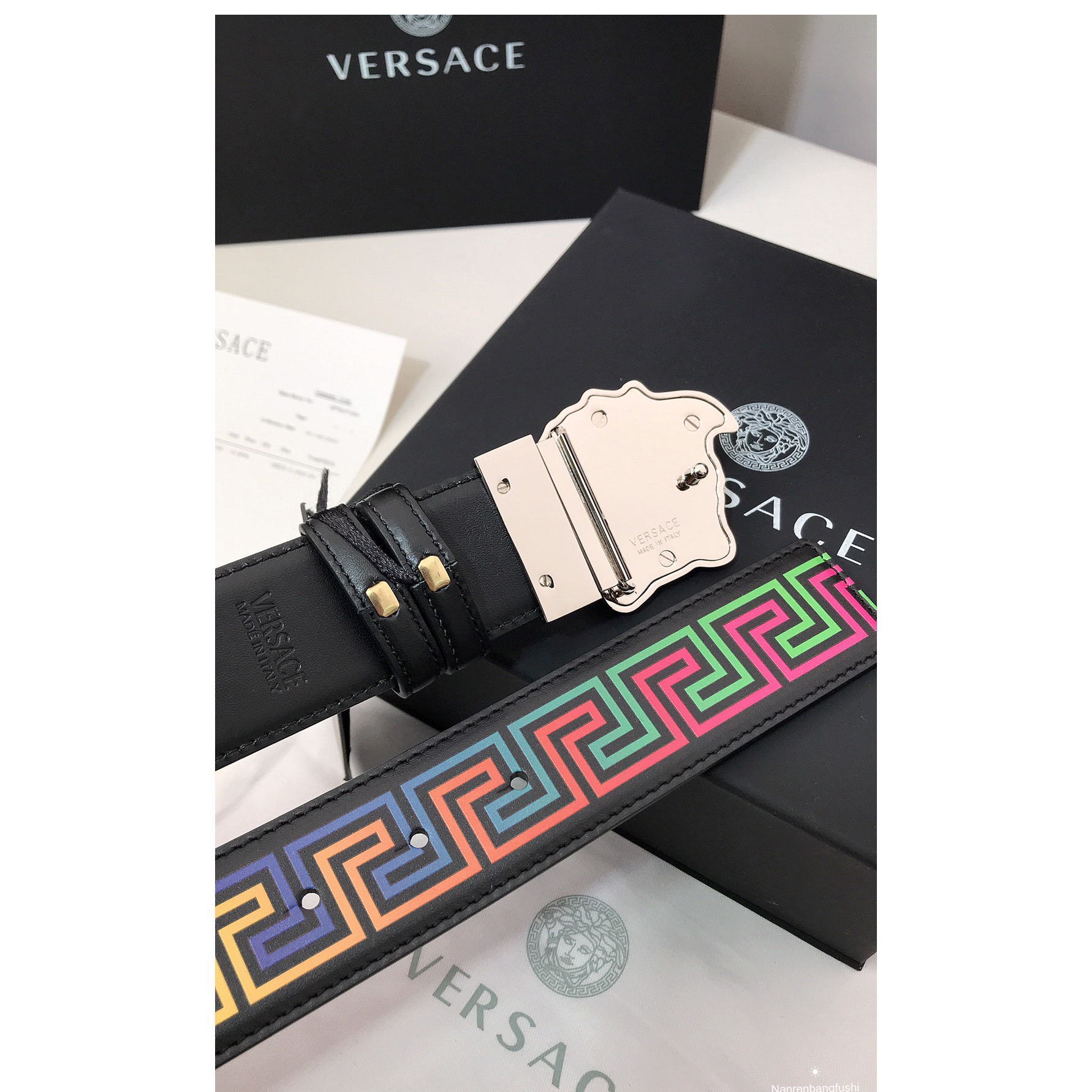 Versace Barocco Print Palazzo 40 MM Belt  - DesignerGu