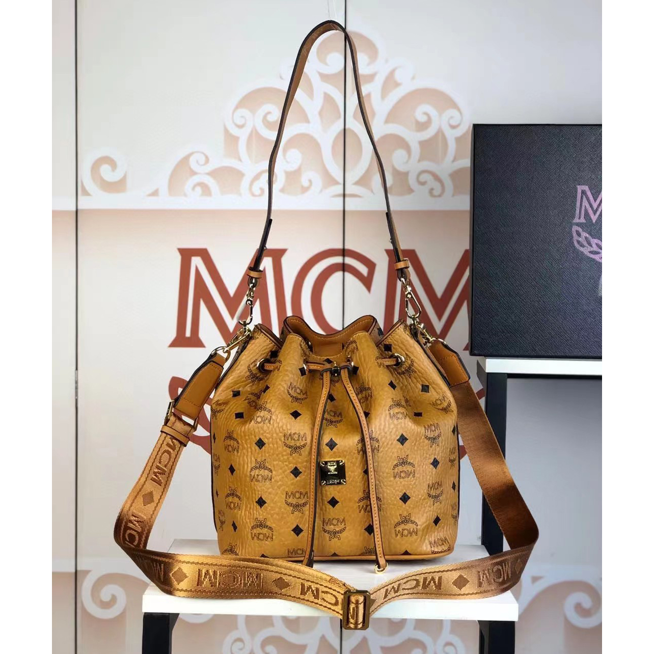 MCM Dessau Drawstring Bag In Visetos(24-25-15CM) - DesignerGu