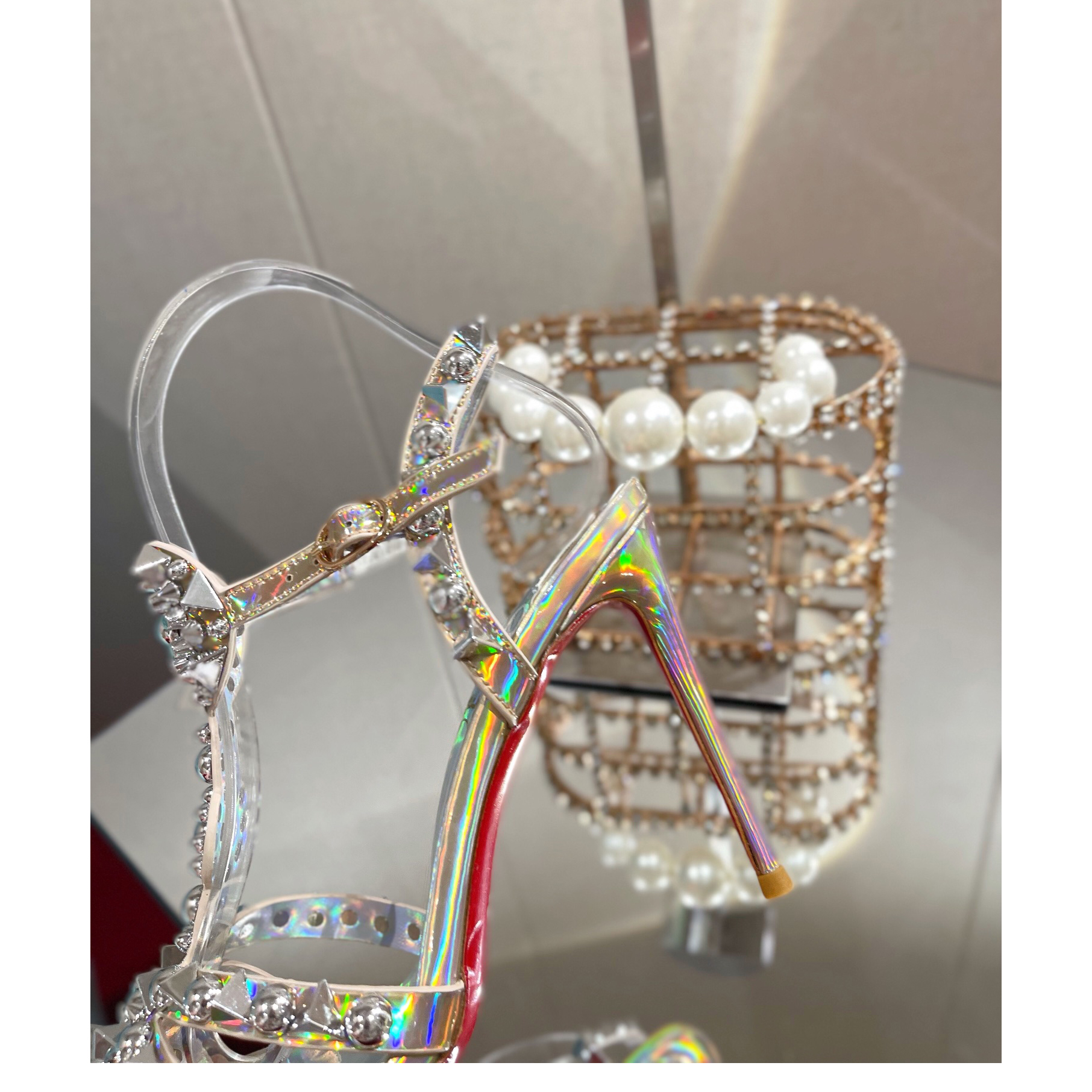 Christian Louboutin Silver Sandal（10cm Heel Height） - DesignerGu