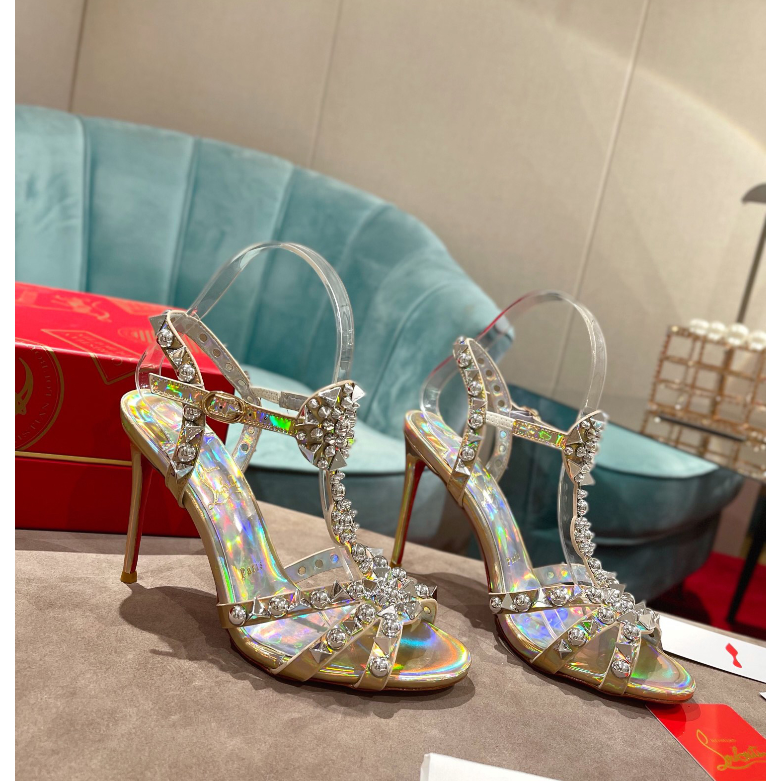 Christian Louboutin Silver Sandal（10cm Heel Height） - DesignerGu