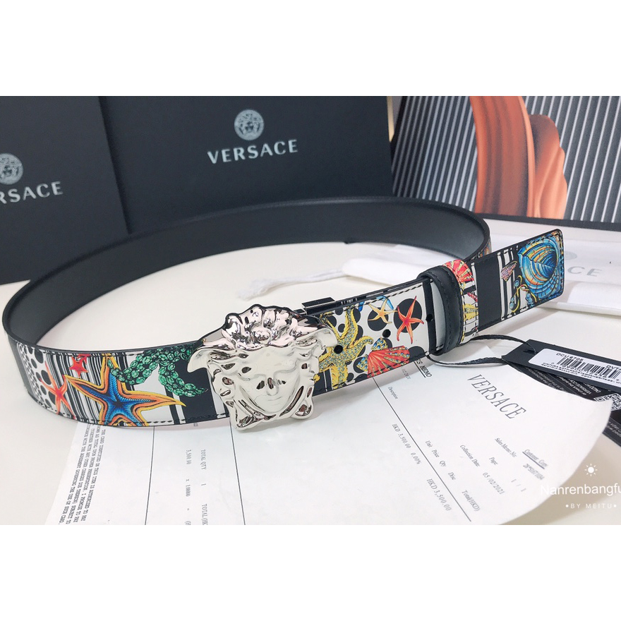 Versace Marine Organism Print 40 MM Belt  - DesignerGu