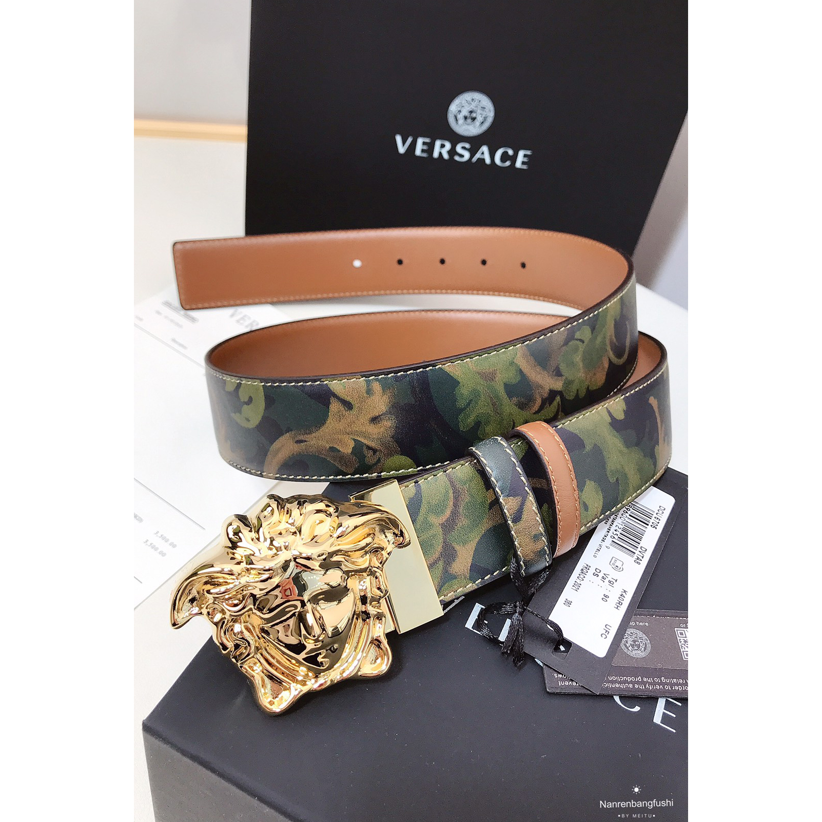 Versace Barocco Print Palazzo 40 MM Belt  - DesignerGu