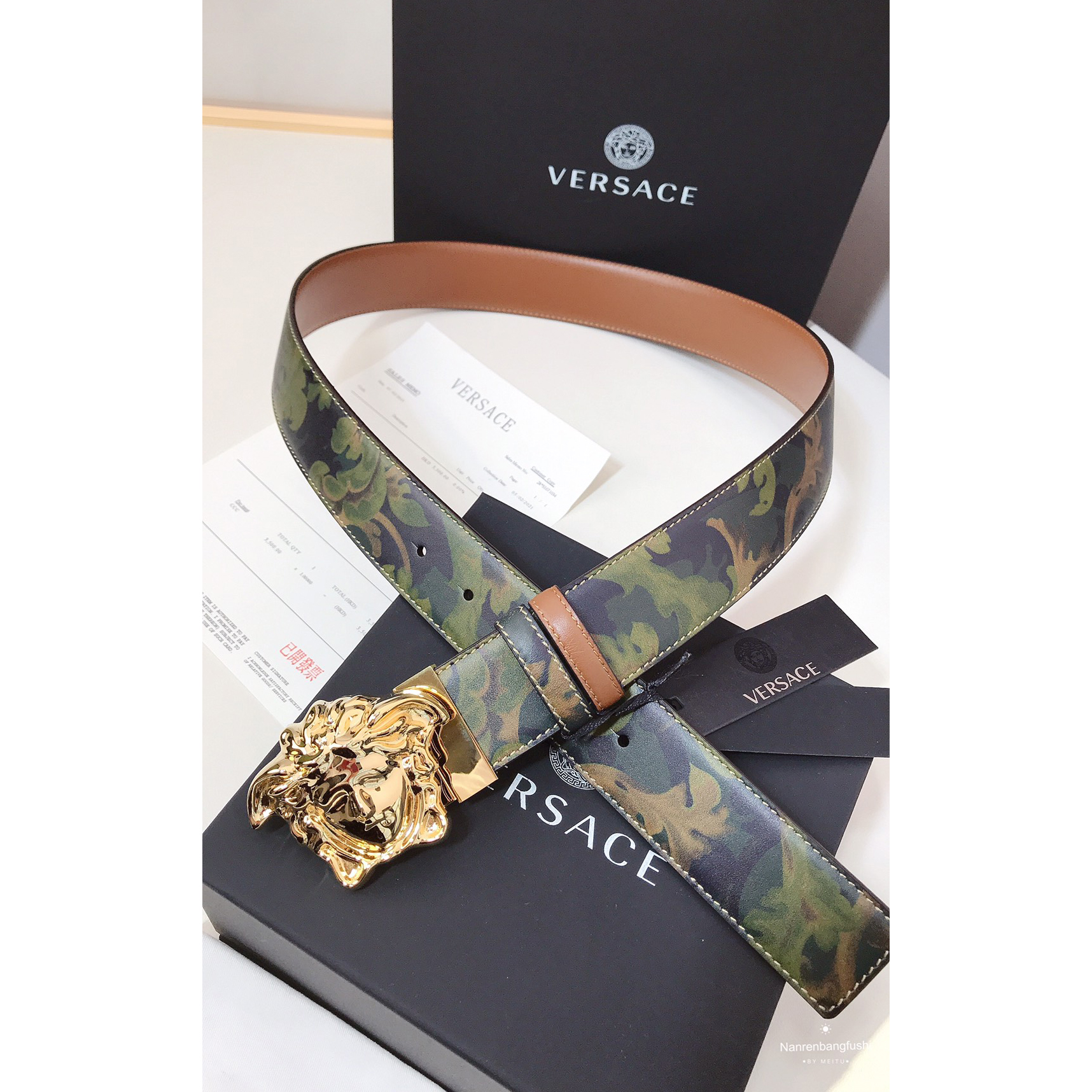 Versace Barocco Print Palazzo 40 MM Belt  - DesignerGu