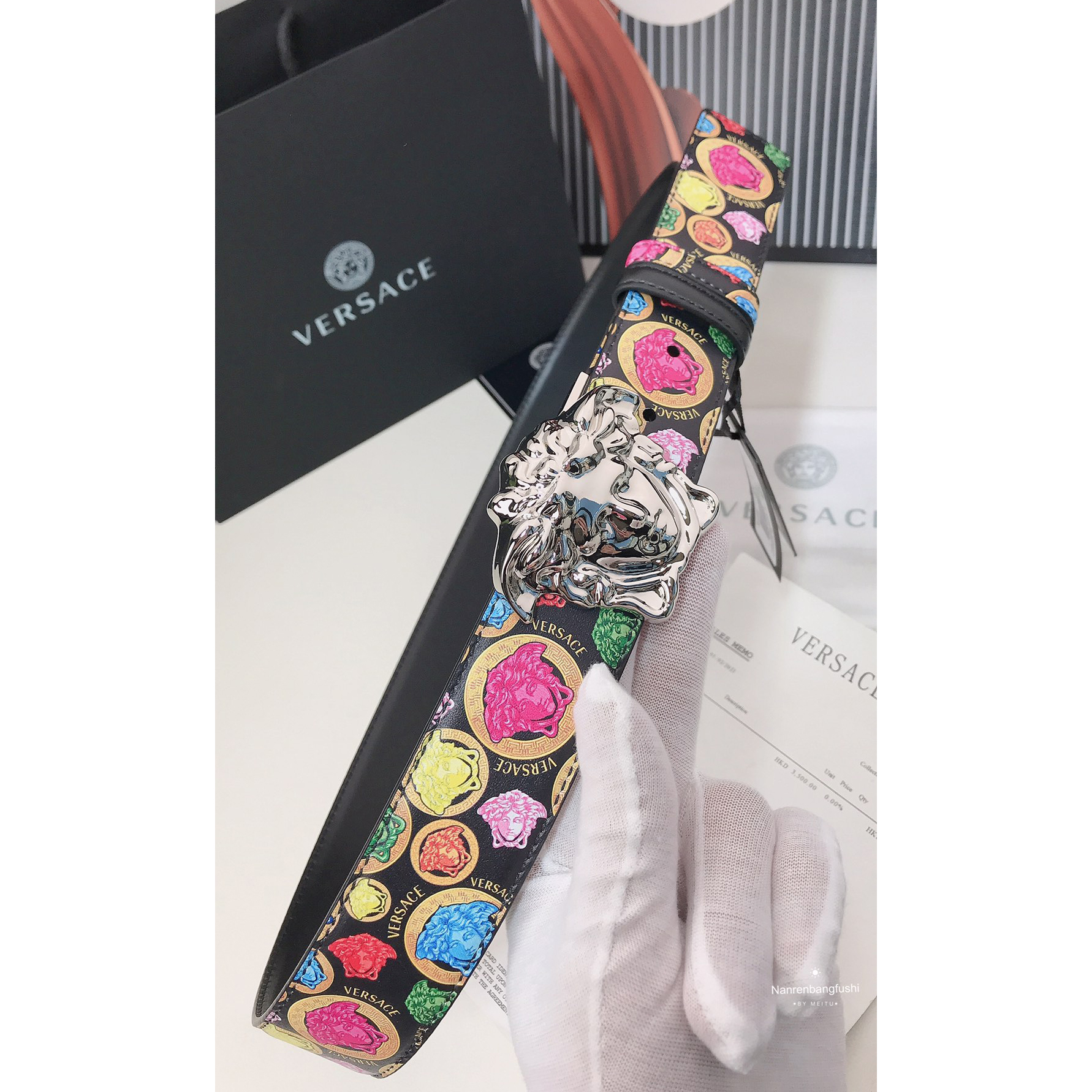 Versace Medusa Print 40 MM Belt  - DesignerGu