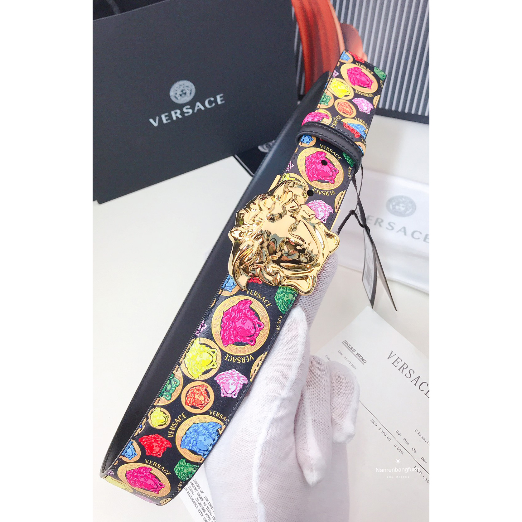 Versace Medusa Print 40 MM Belt  - DesignerGu