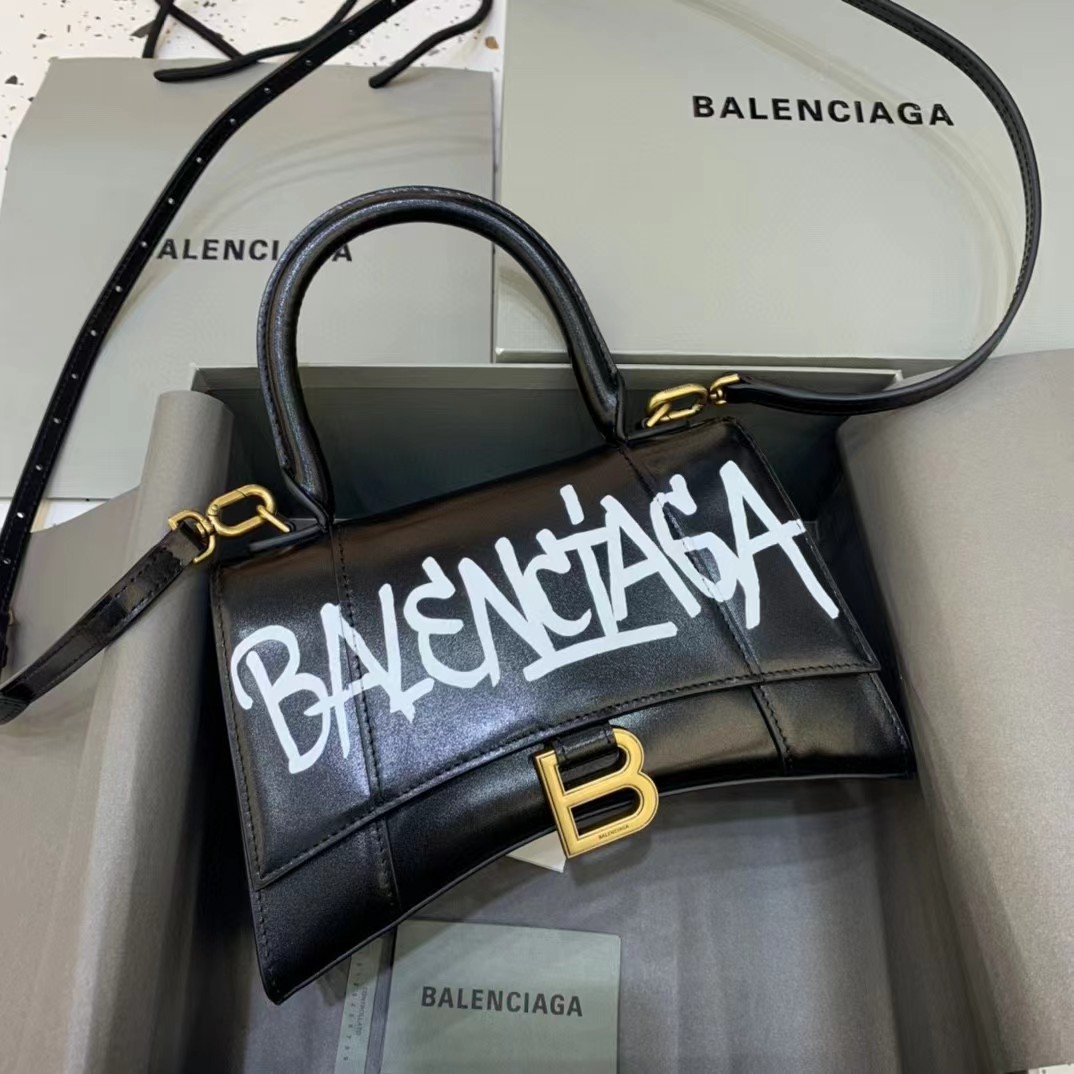 Balenciaga Logo Print Leather Handbag(23-14-10cm) - DesignerGu