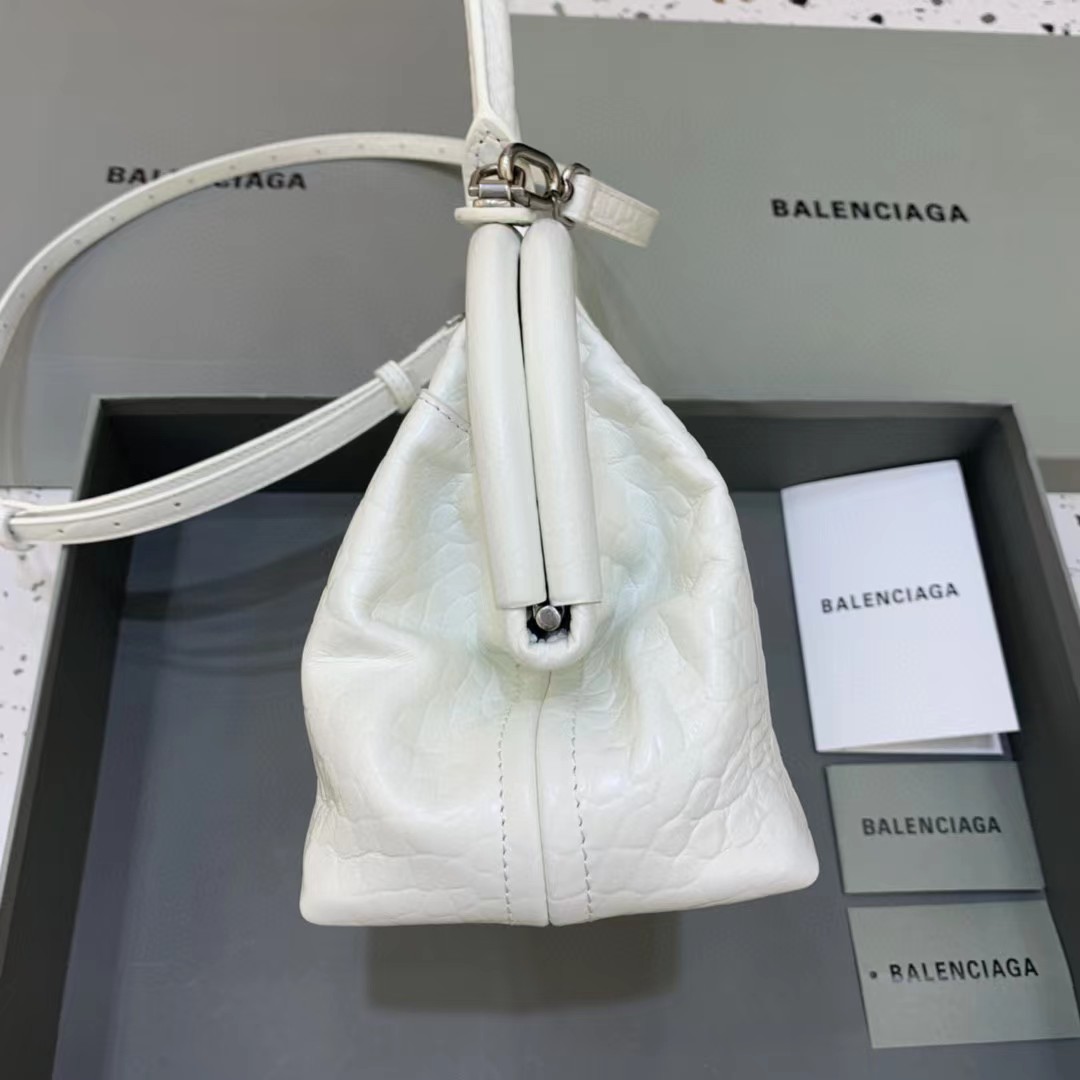 Balenciaga Women's Editor Small Bag Crocodile Embossed In White（27-15.5-11CM） - DesignerGu