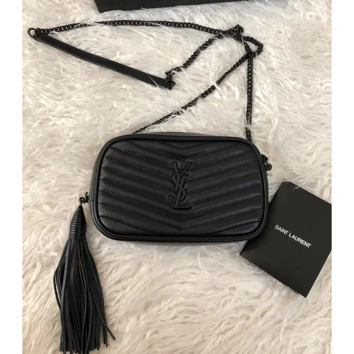 Saint Laurent Black Leather Shoulder Bag (19-10.5-5CM) - DesignerGu