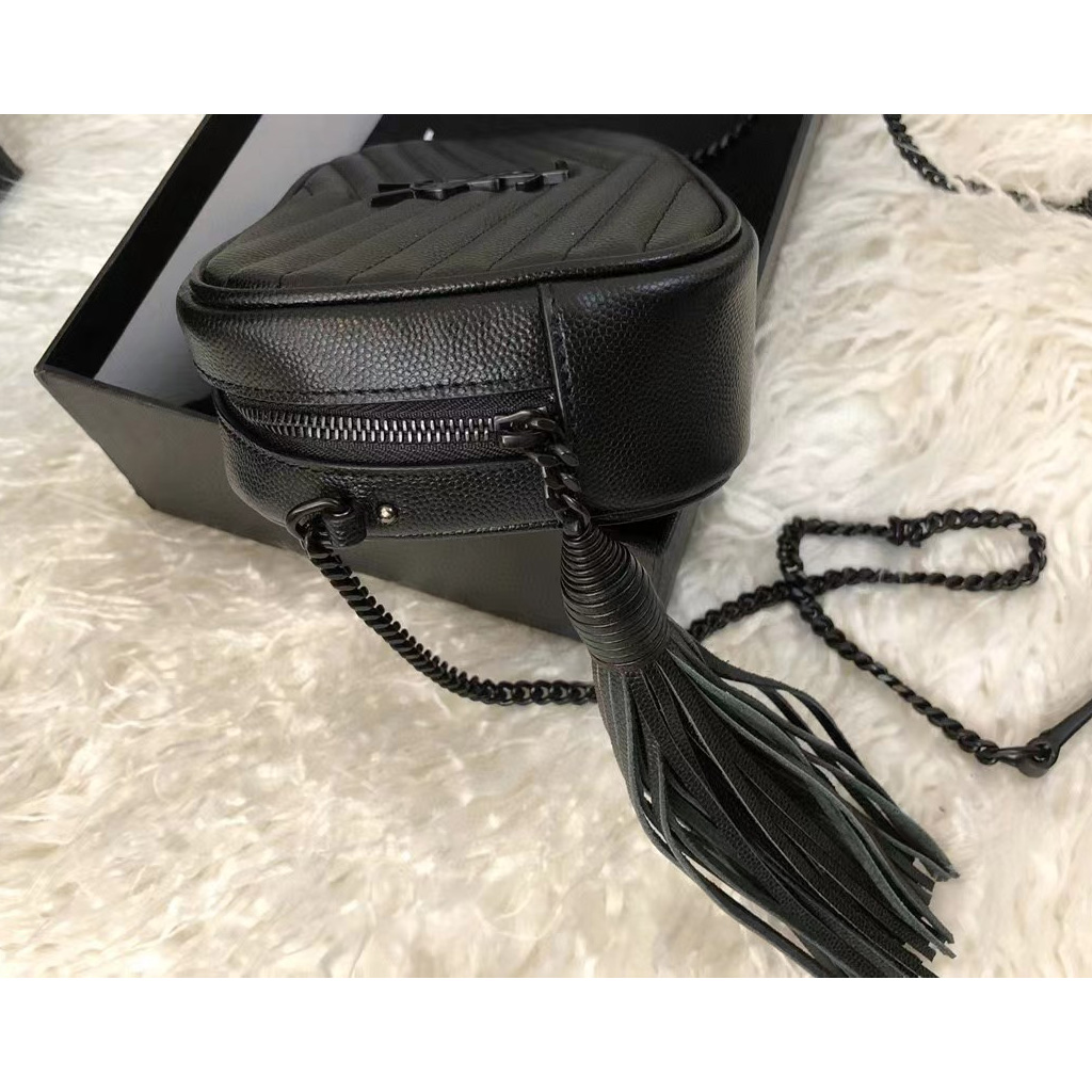 Saint Laurent Black Leather Shoulder Bag (19-10.5-5CM) - DesignerGu